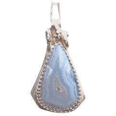 Blue Lace Agate with Sterling Silver Water Cast Accent