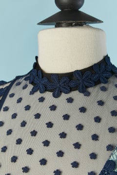 Abito da cocktail in pizzo blu e guipure Self-Portrait