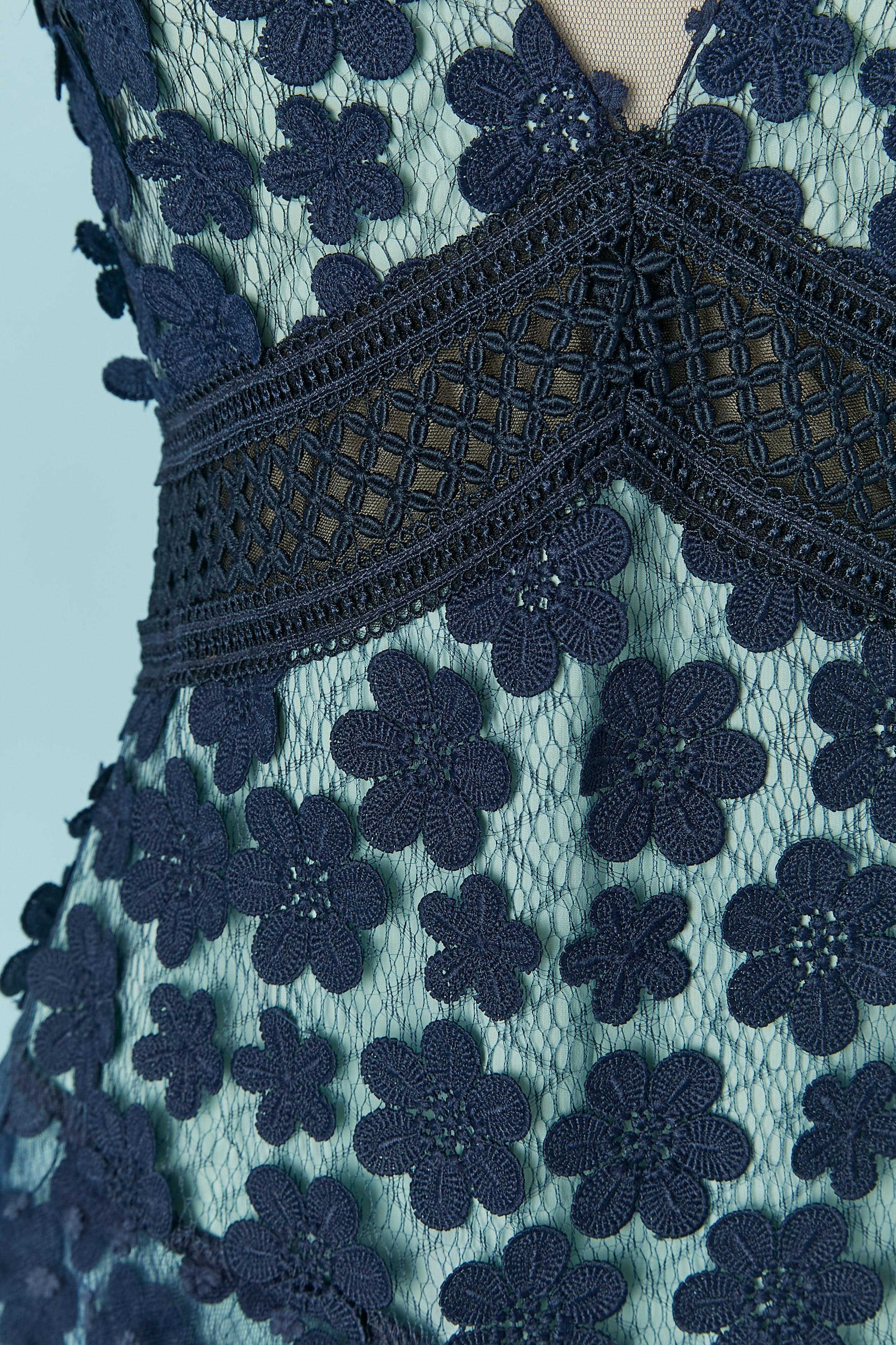 Blue lace and guipure cocktail dress SELF - PORTRAIT In Excellent Condition For Sale In Saint-Ouen-Sur-Seine, FR