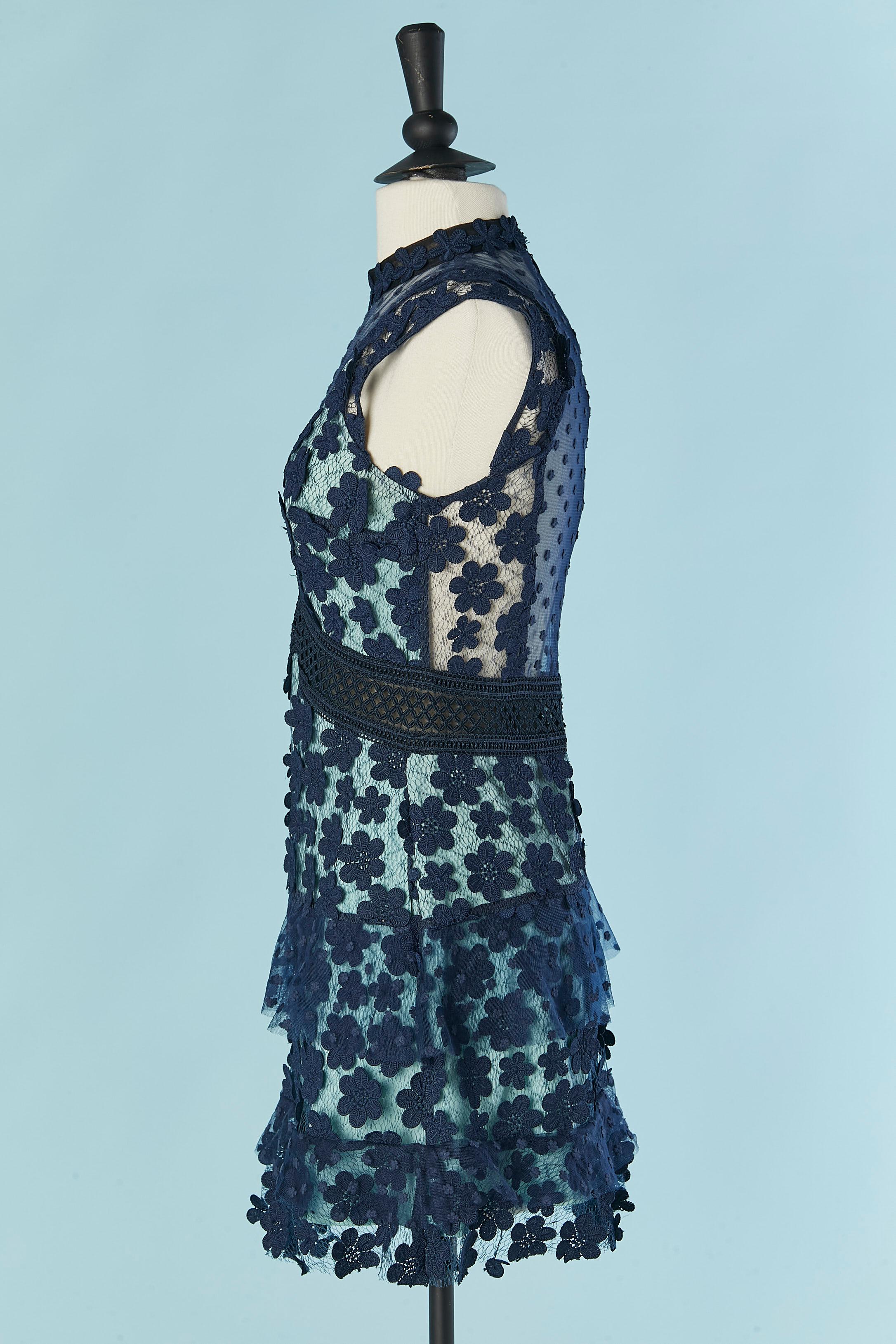 Blue lace and guipure cocktail dress SELF - PORTRAIT For Sale 1