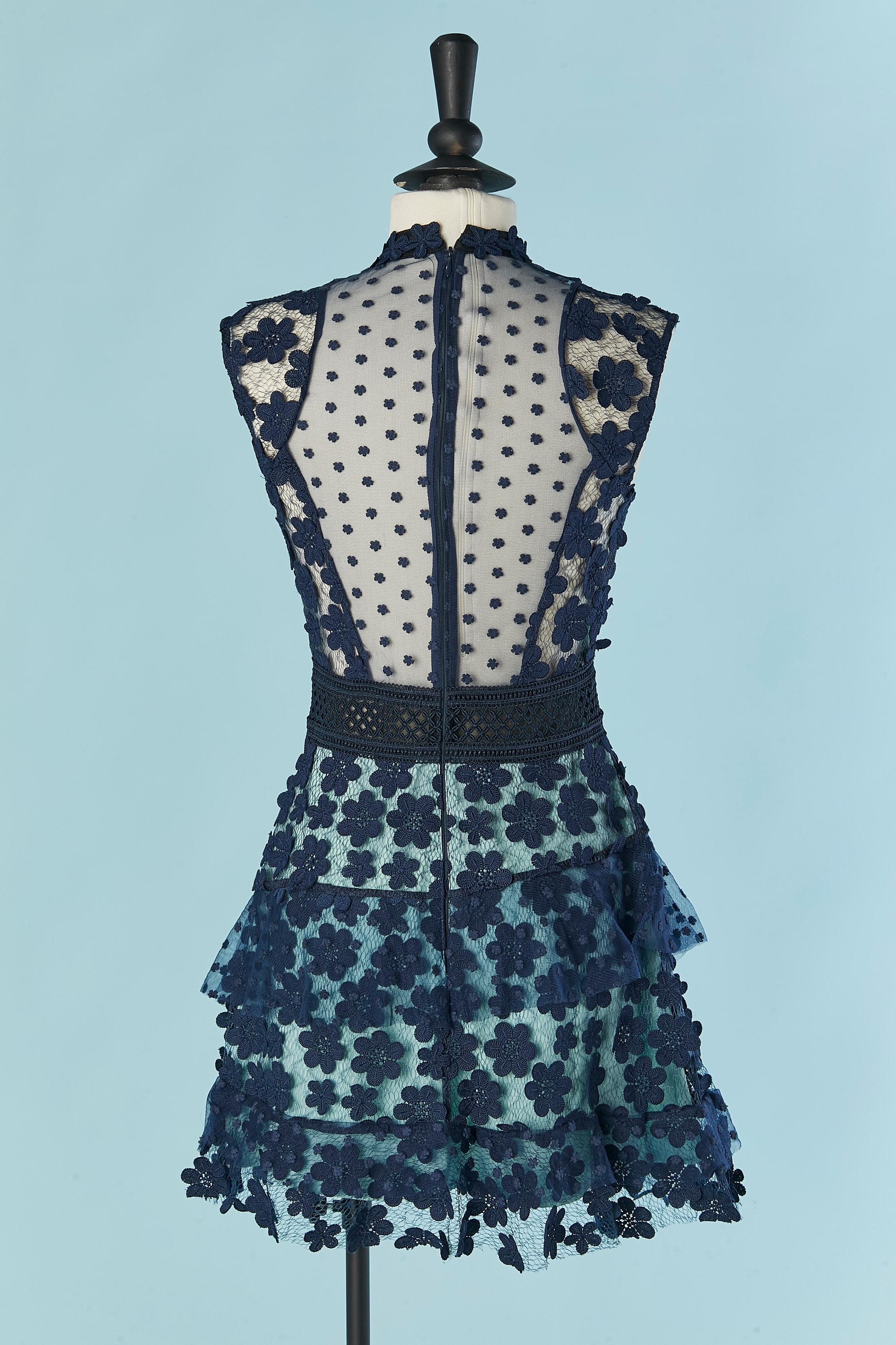 Blue lace and guipure cocktail dress SELF - PORTRAIT For Sale 2
