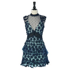 Blue lace and guipure cocktail dress SELF - PORTRAIT