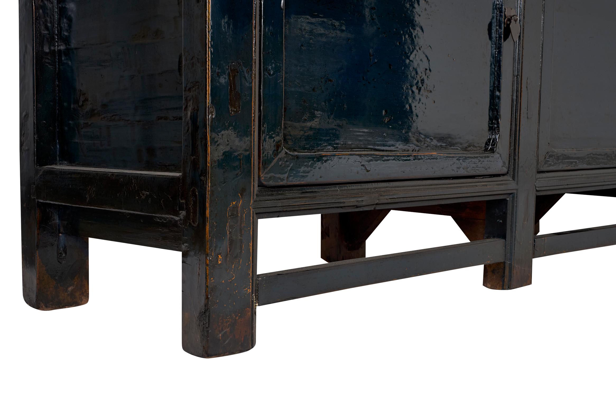 Blue Lacquer Server in Original Paint Patina For Sale 3