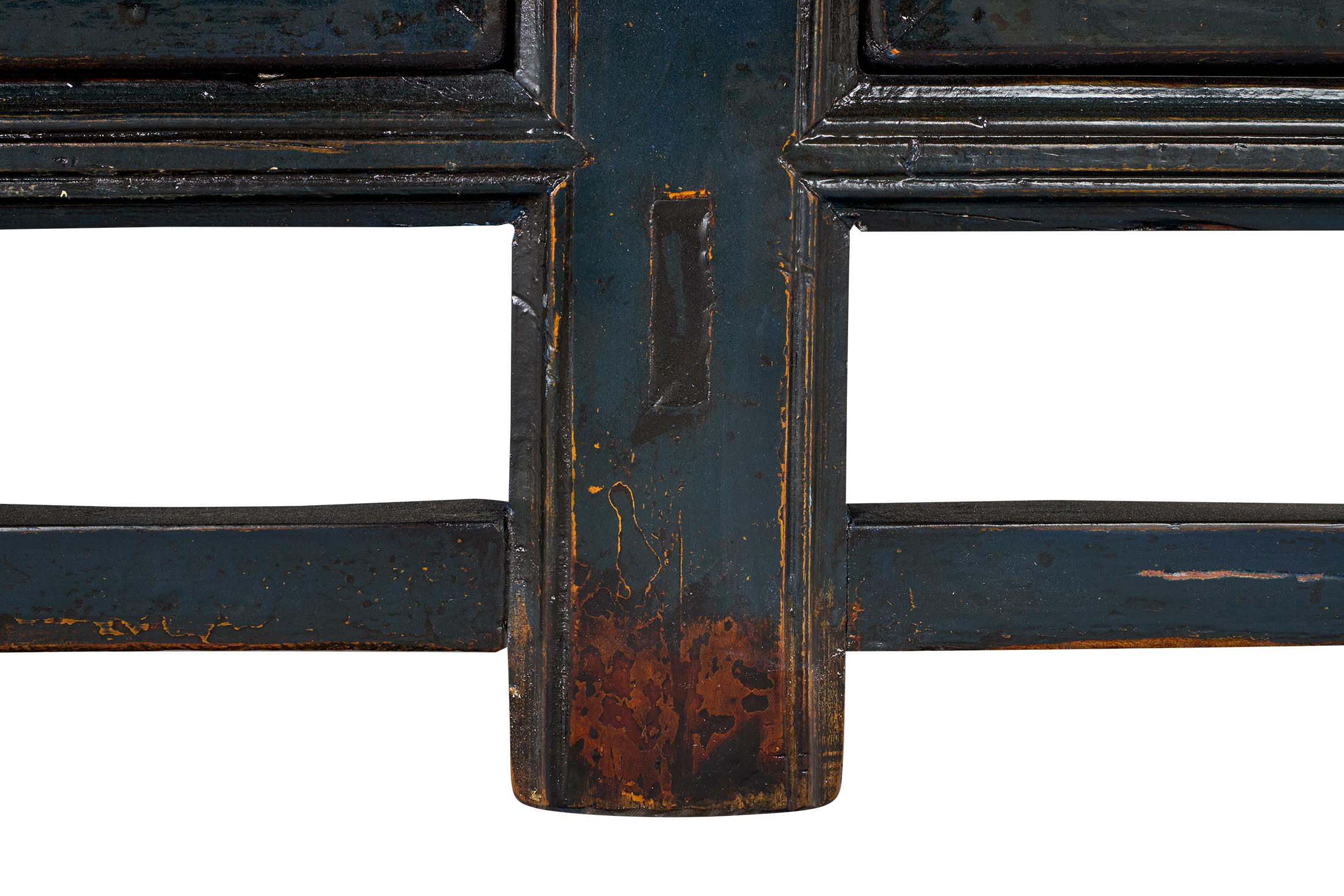 20th Century Blue Lacquer Server in Original Paint Patina For Sale