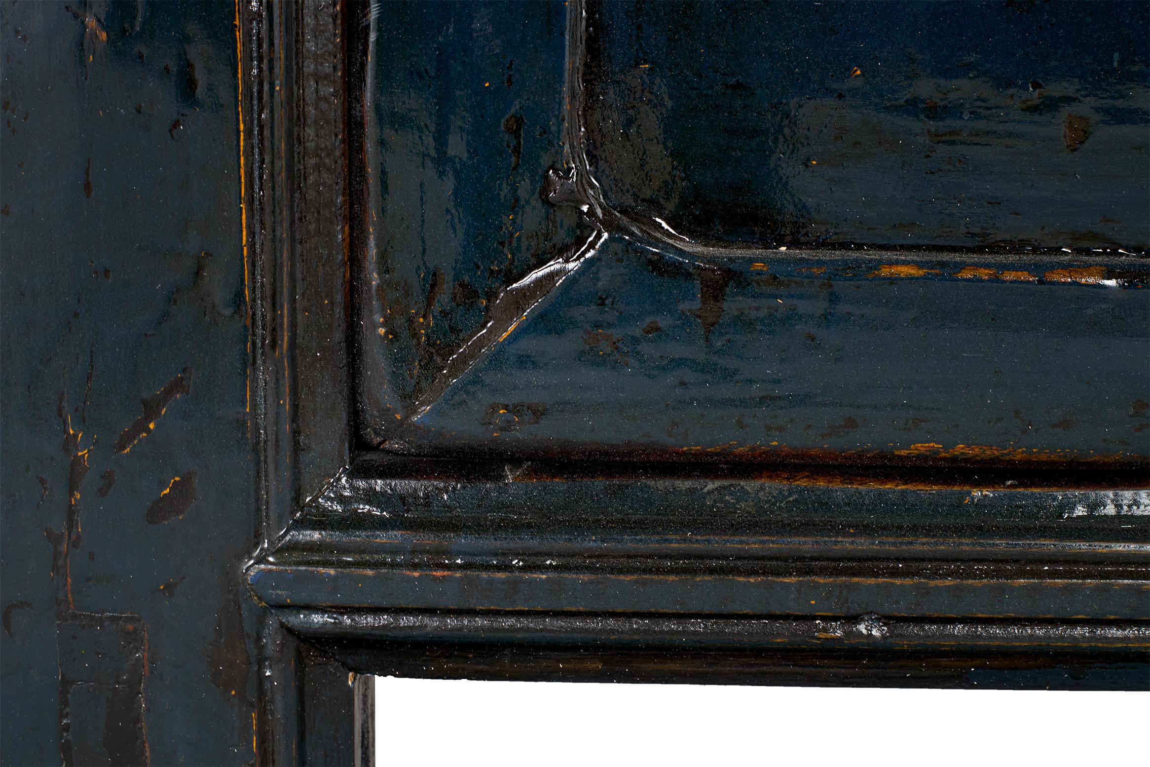 Wood Blue Lacquer Server in Original Paint Patina For Sale