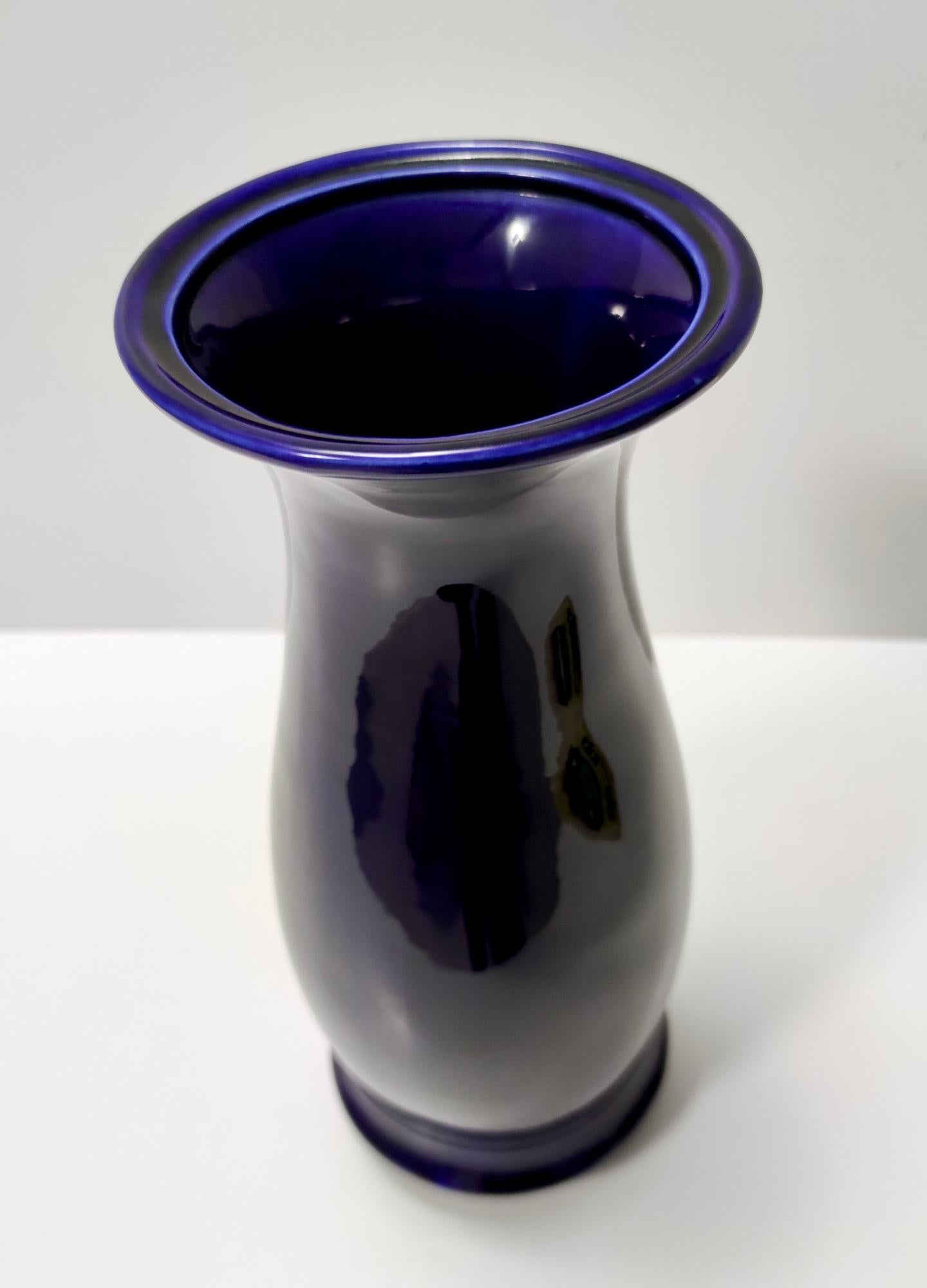 Blue Lacquered Ceramic Vase by Lavenia Ascribable to Guido Andlovitz, Italy For Sale 4