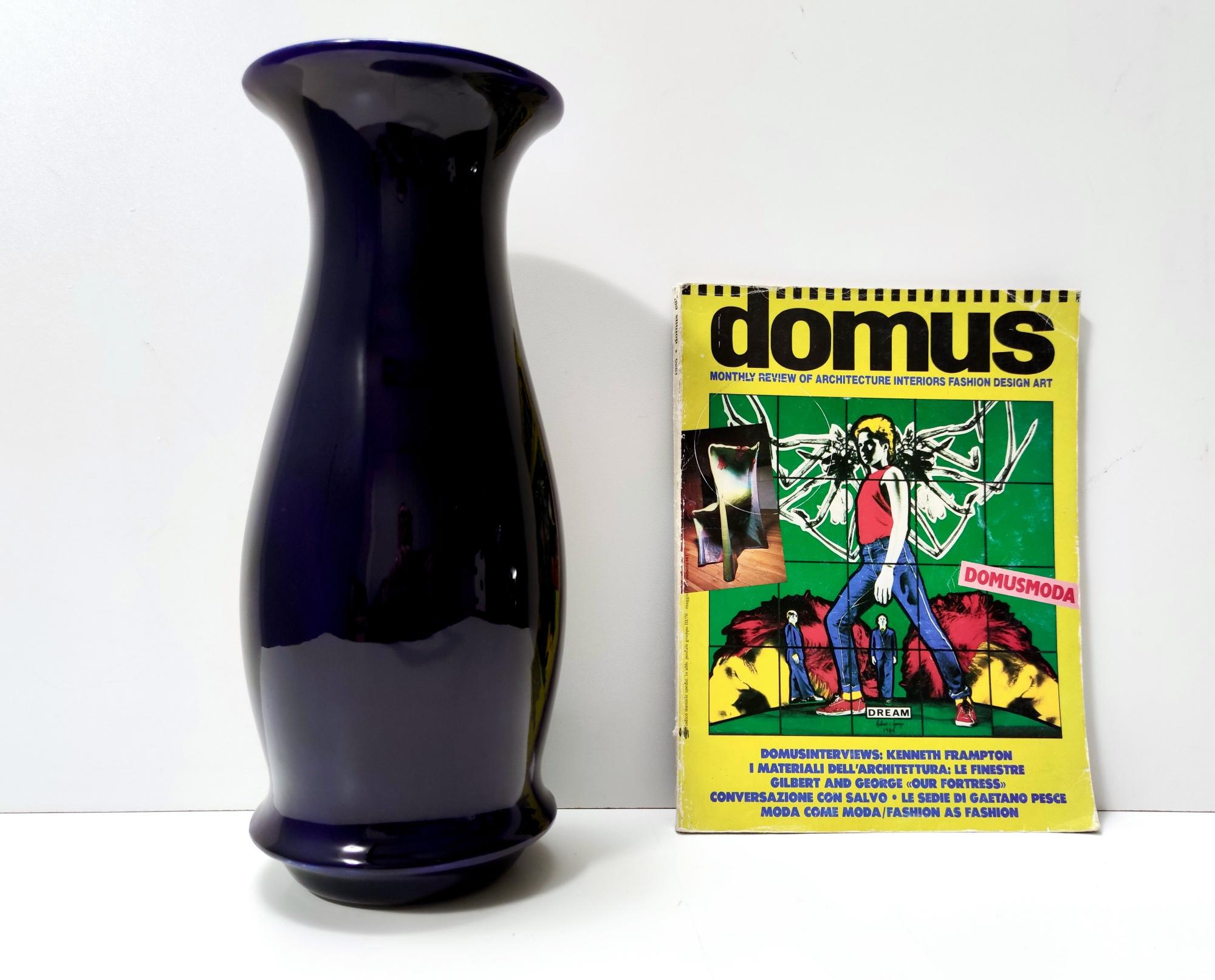 Postmoderne Vase en céramique laquée bleue de Lavenia attribuable à Guido Andlovitz, Italie en vente