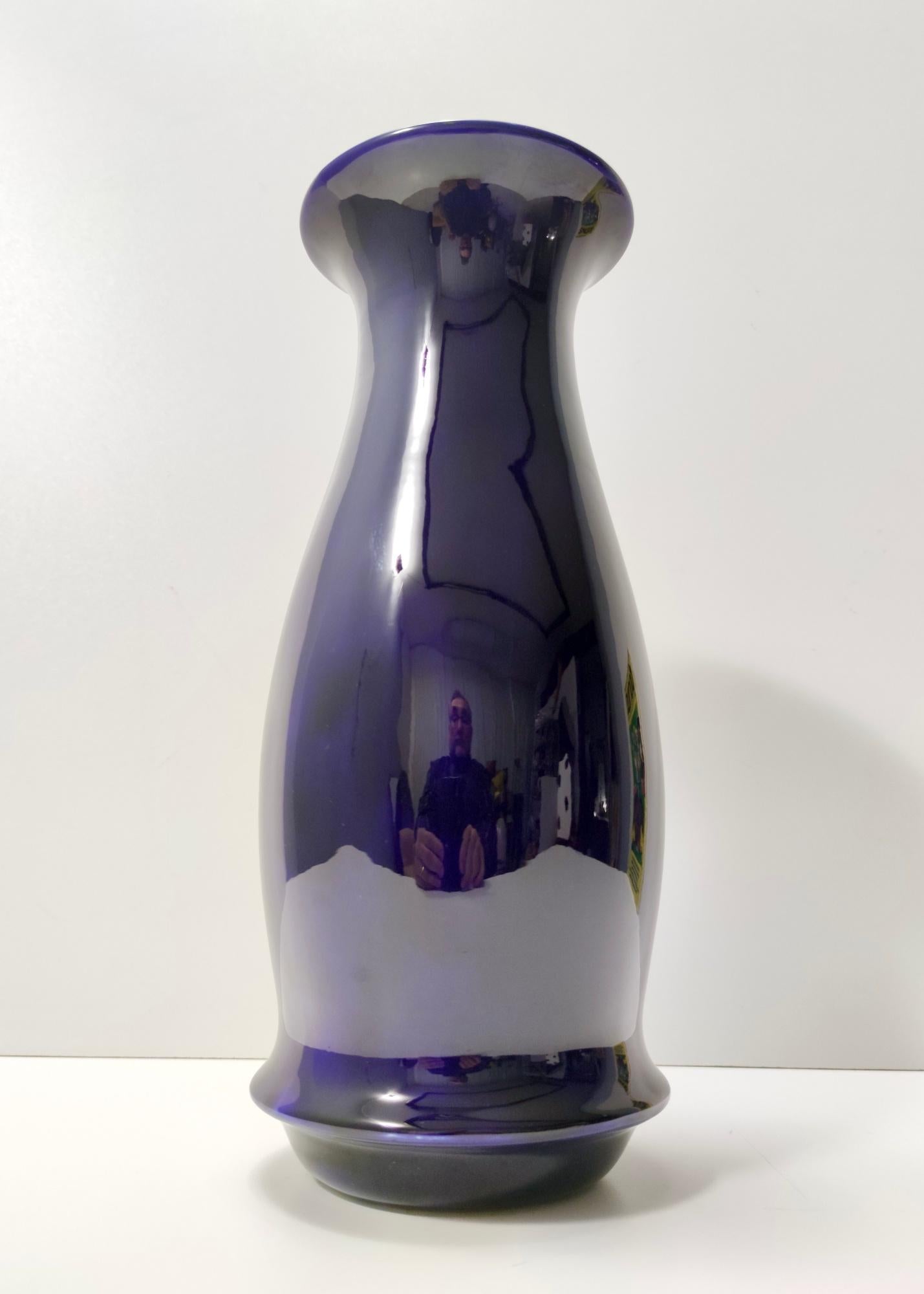 Mid-20th Century Blue Lacquered Ceramic Vase by Lavenia Ascribable to Guido Andlovitz, Italy For Sale
