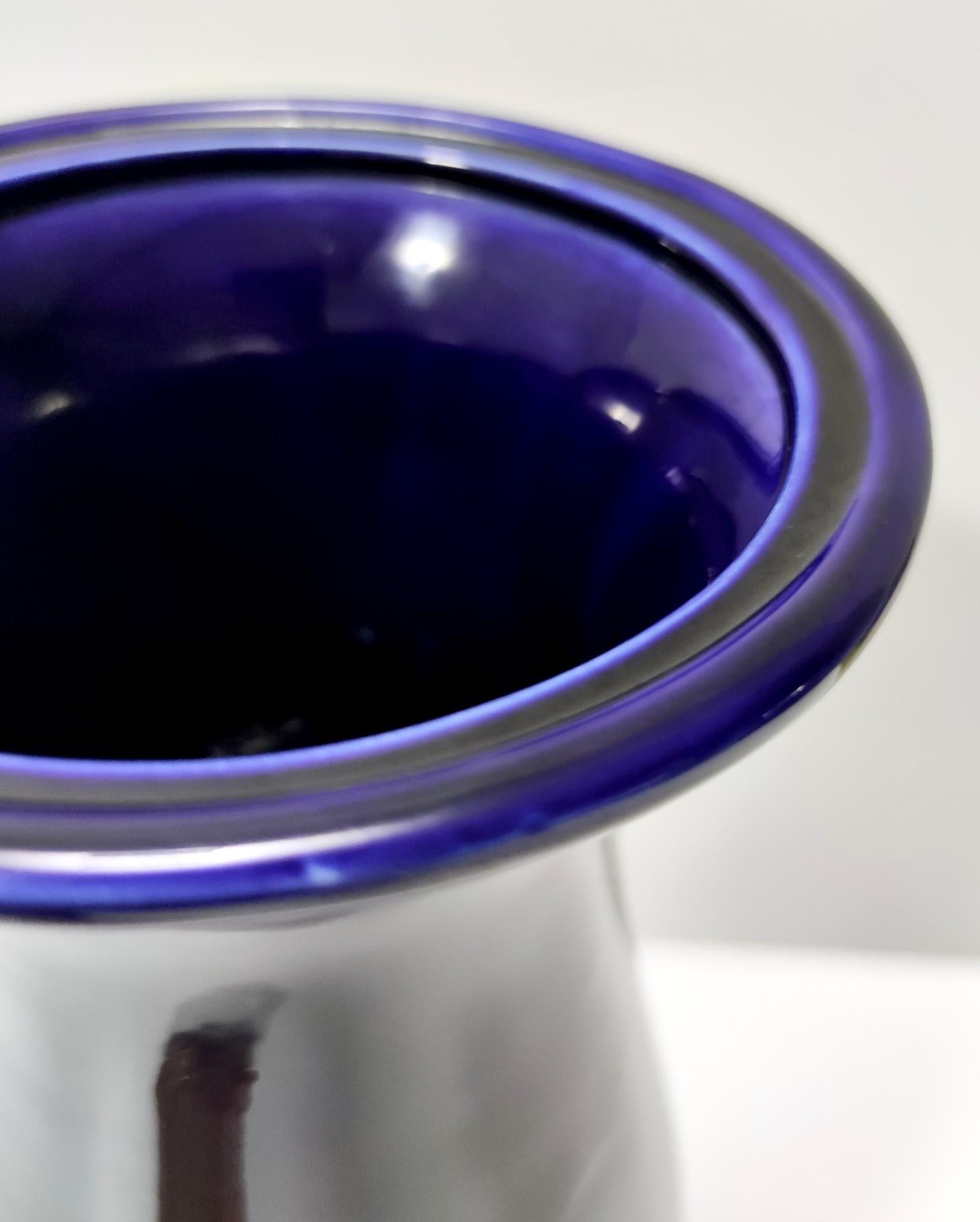 Milieu du XXe siècle Vase en céramique laquée bleue de Lavenia attribuable à Guido Andlovitz, Italie en vente