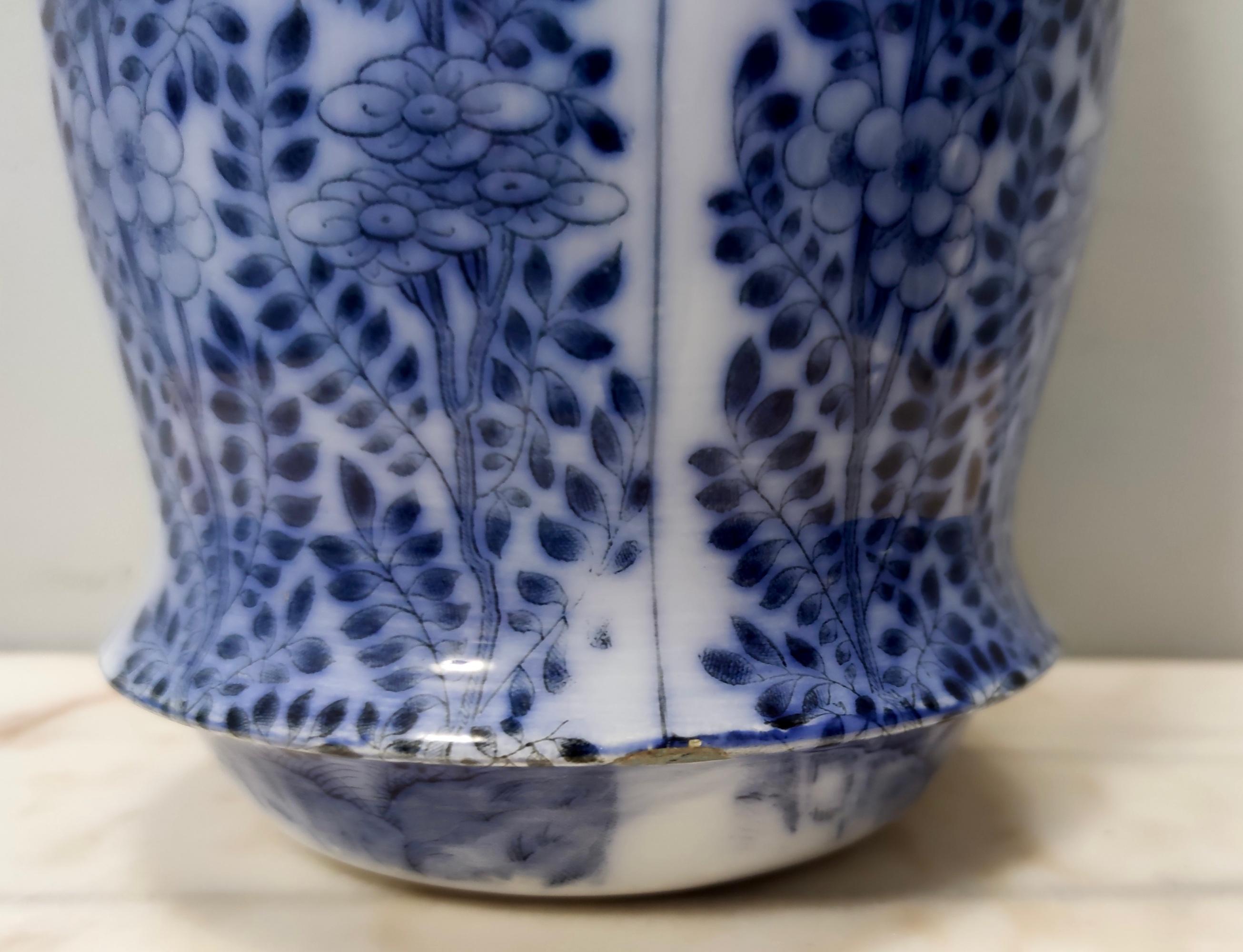 Blau lackierte Keramikvase im Chinoiserie-Stil von Laveno Chinoiserie, Italien im Angebot 6