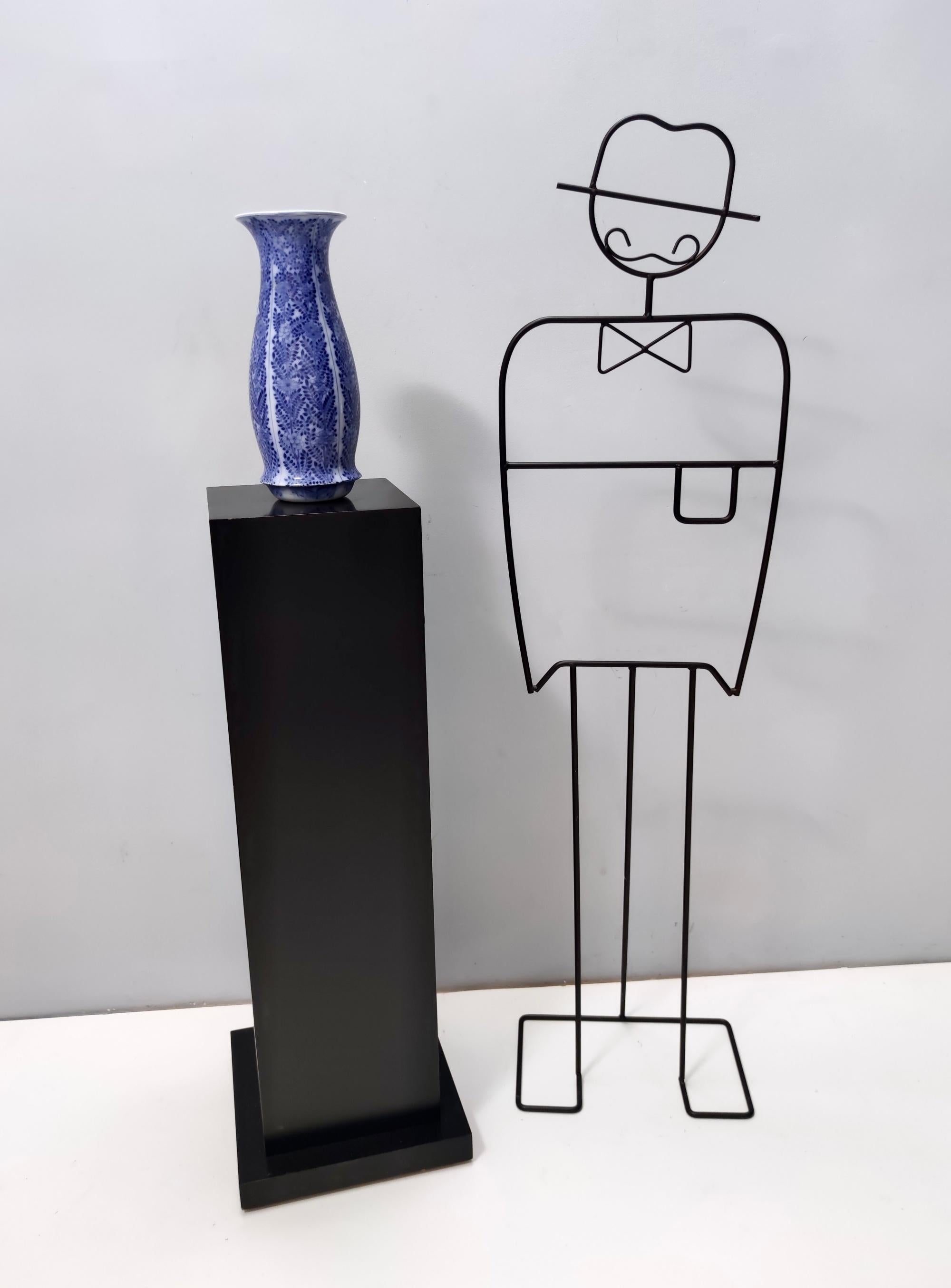 Laqué Vase en céramique laquée bleue de style chinoiserie Laveno, Italie en vente