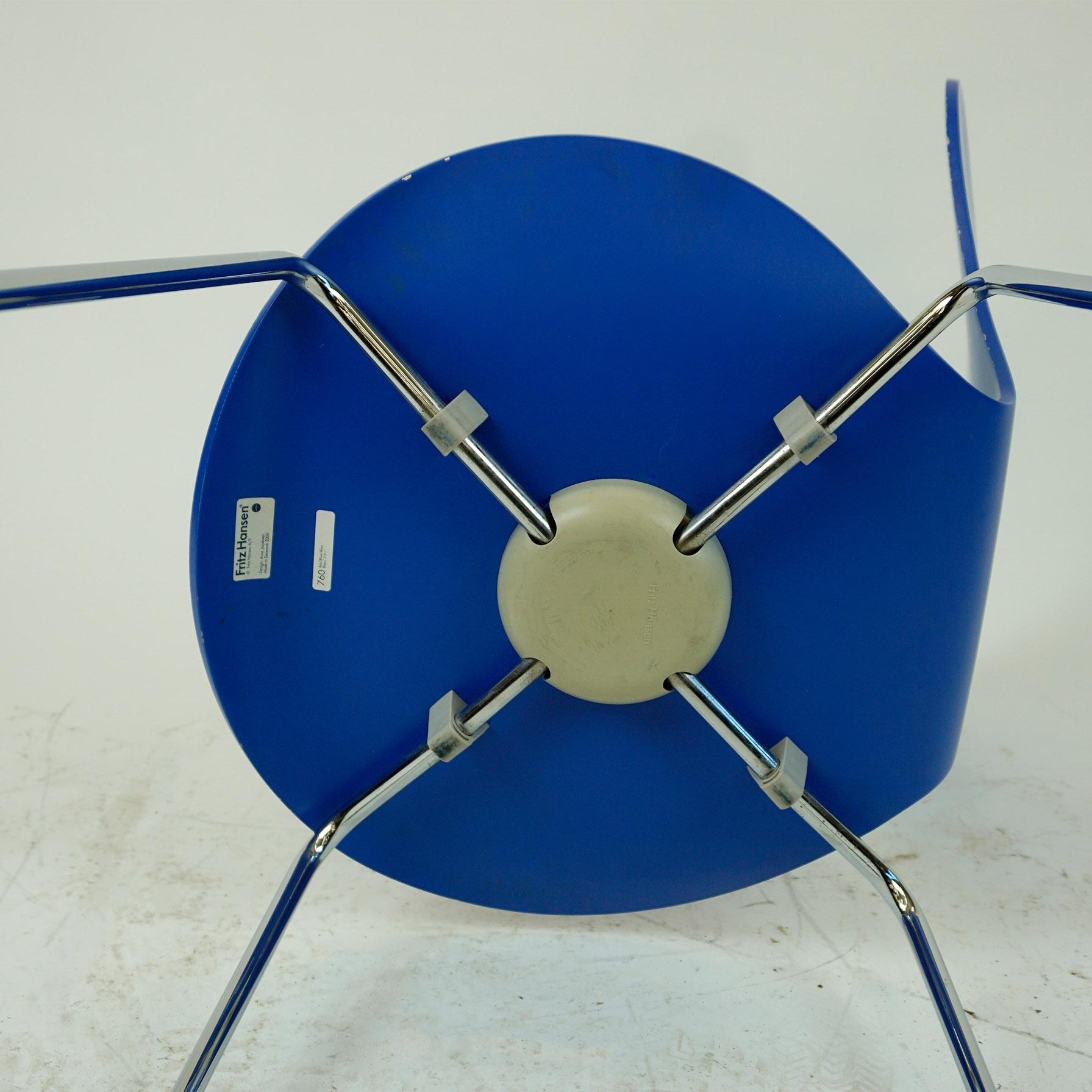 Blue Lacquered Series 7 Butterfly Chair by Arne Jacobsen for Fritz Hansen 1
