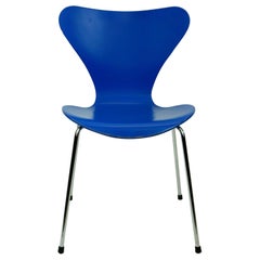 Blue Lacquered Series 7 Butterfly Chair by Arne Jacobsen for Fritz Hansen