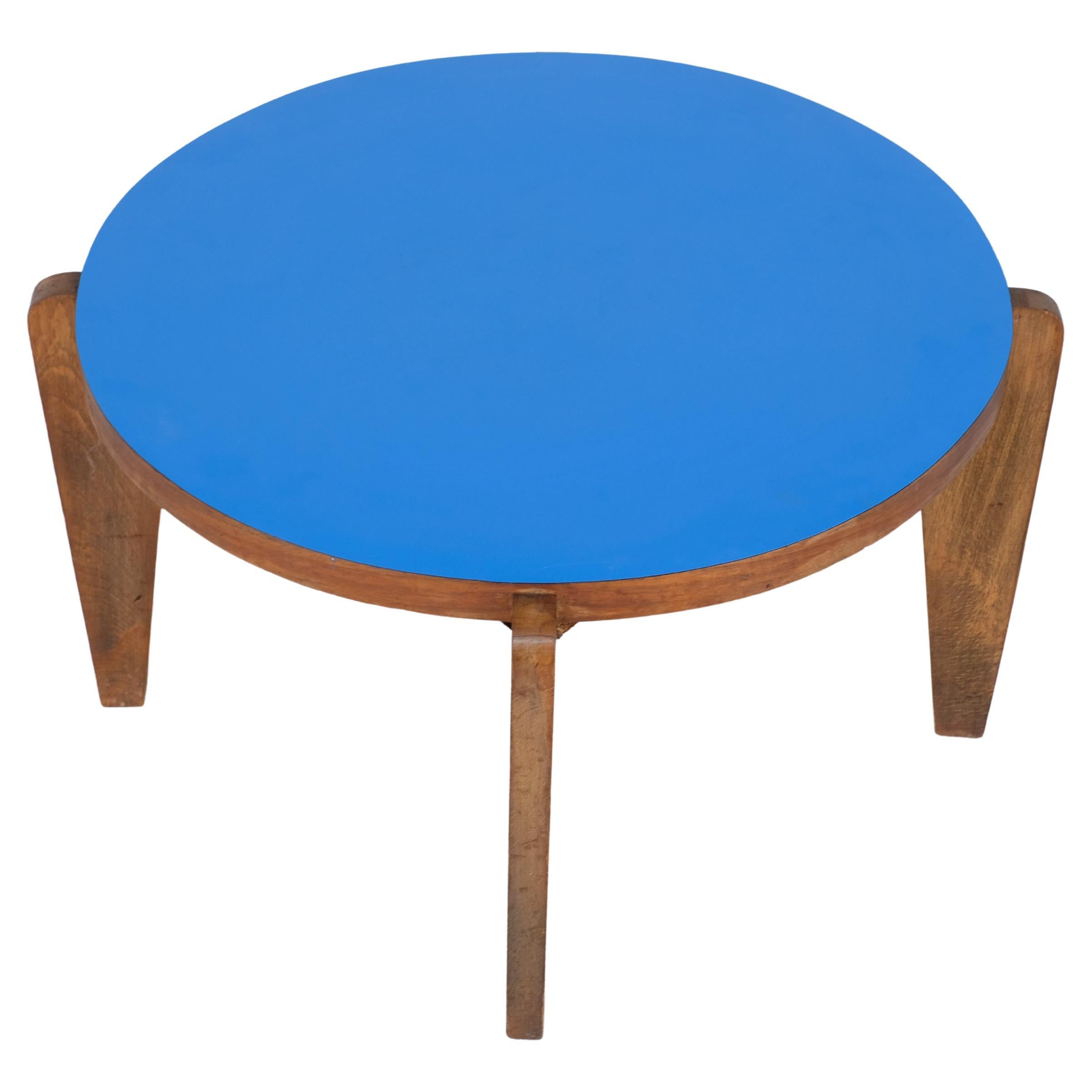 Tavolino in legno laccato blu - Anni '50