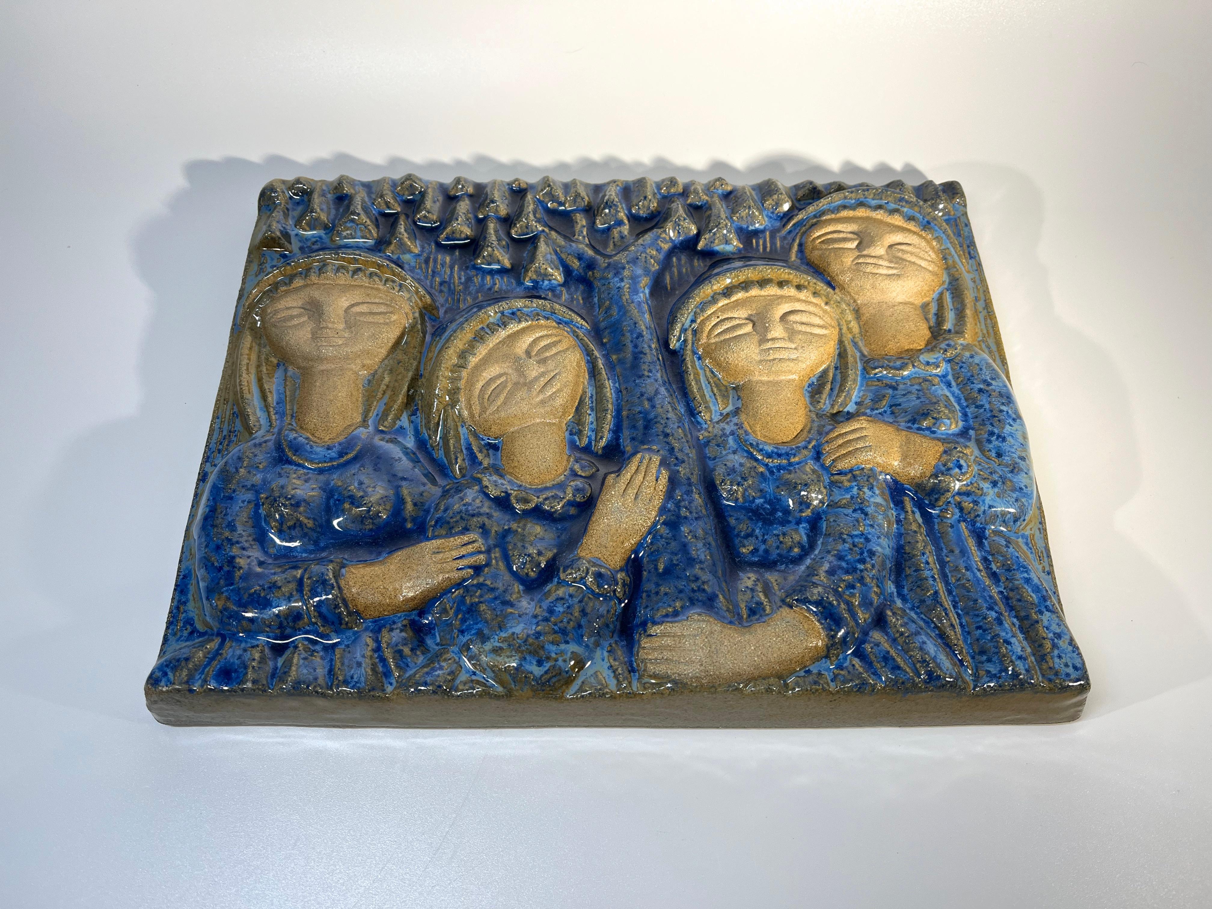 Mid-Century Modern Blue Ladies By Marianne Starck For Michael Andersen. Danish Wall Plaque For Sale