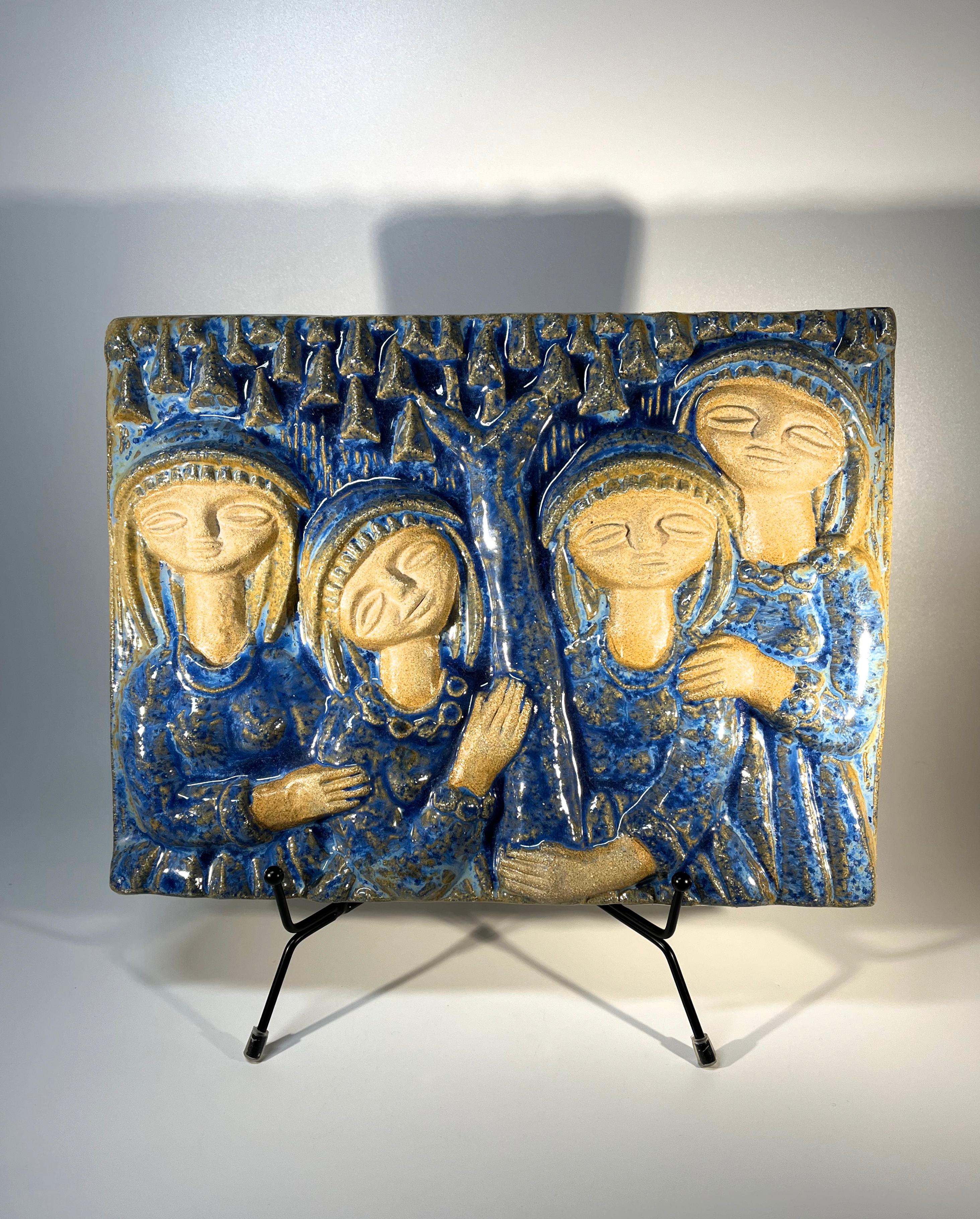 20th Century Blue Ladies By Marianne Starck For Michael Andersen. Danish Wall Plaque For Sale