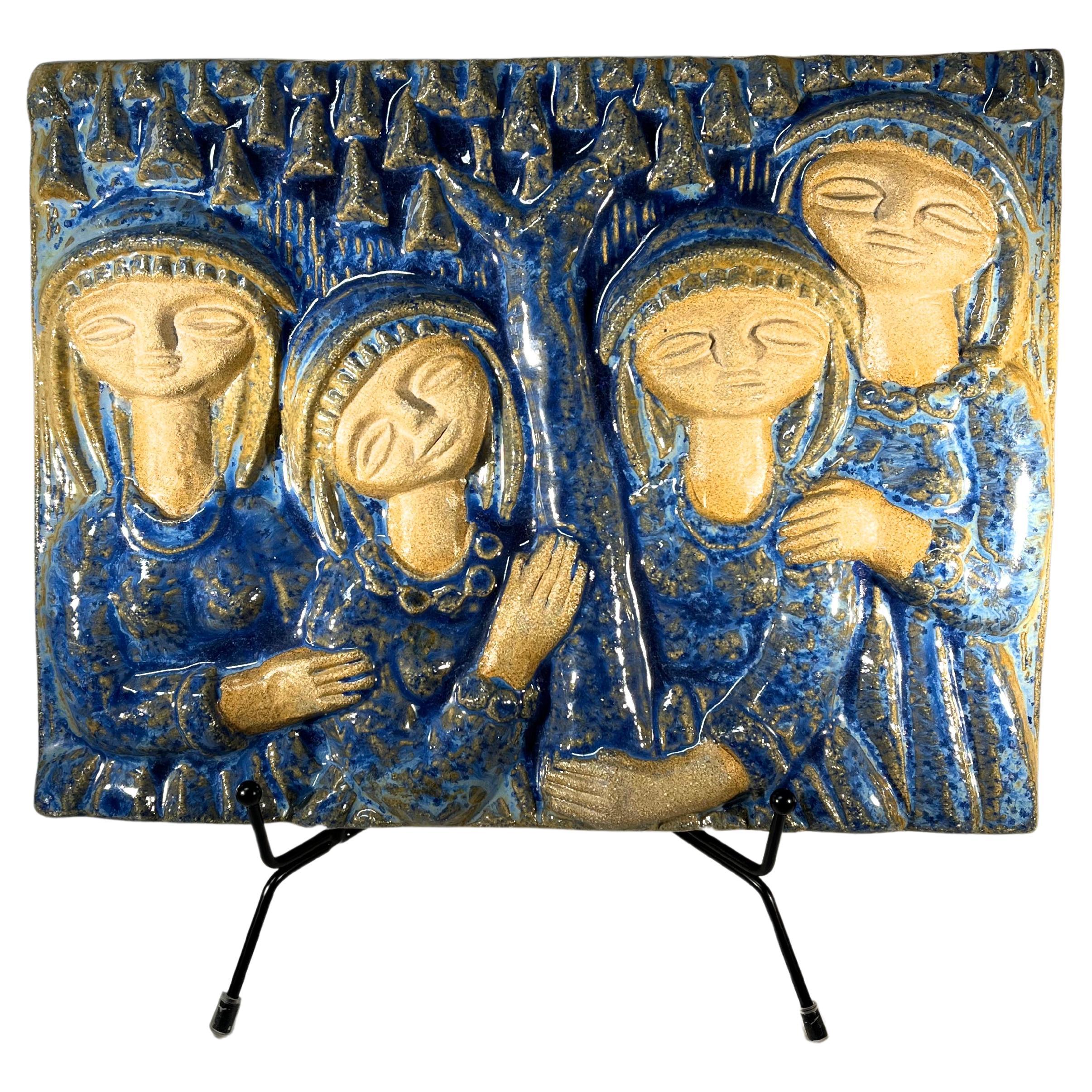 Blue Ladies By Marianne Starck For Michael Andersen. Danish Wall Plaque For Sale