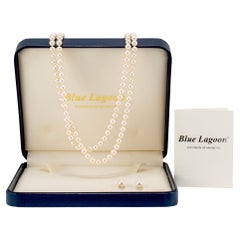 Blue Lagoon by Mikimoto 14K Yellow Gold Pearl Necklace & Earrings Set