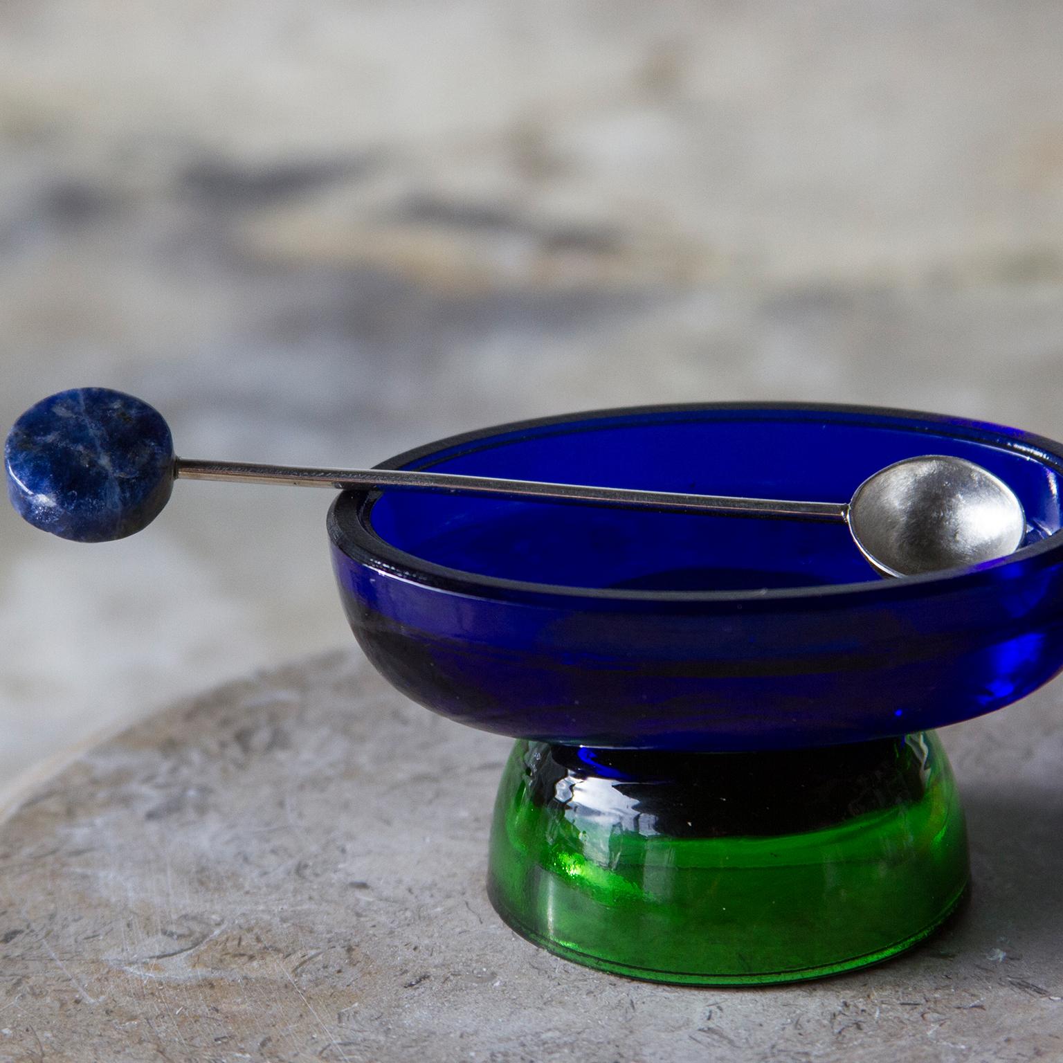 Salt cellars are part of the collection Ambar launched in 2019. A serie of different delicate salt or condiments containers in different sizes. Each container comes with a small silver spoon.
This series of blown-glass wares was created by a Tuscan