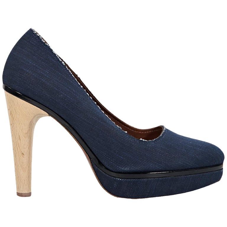 denim platform pumps