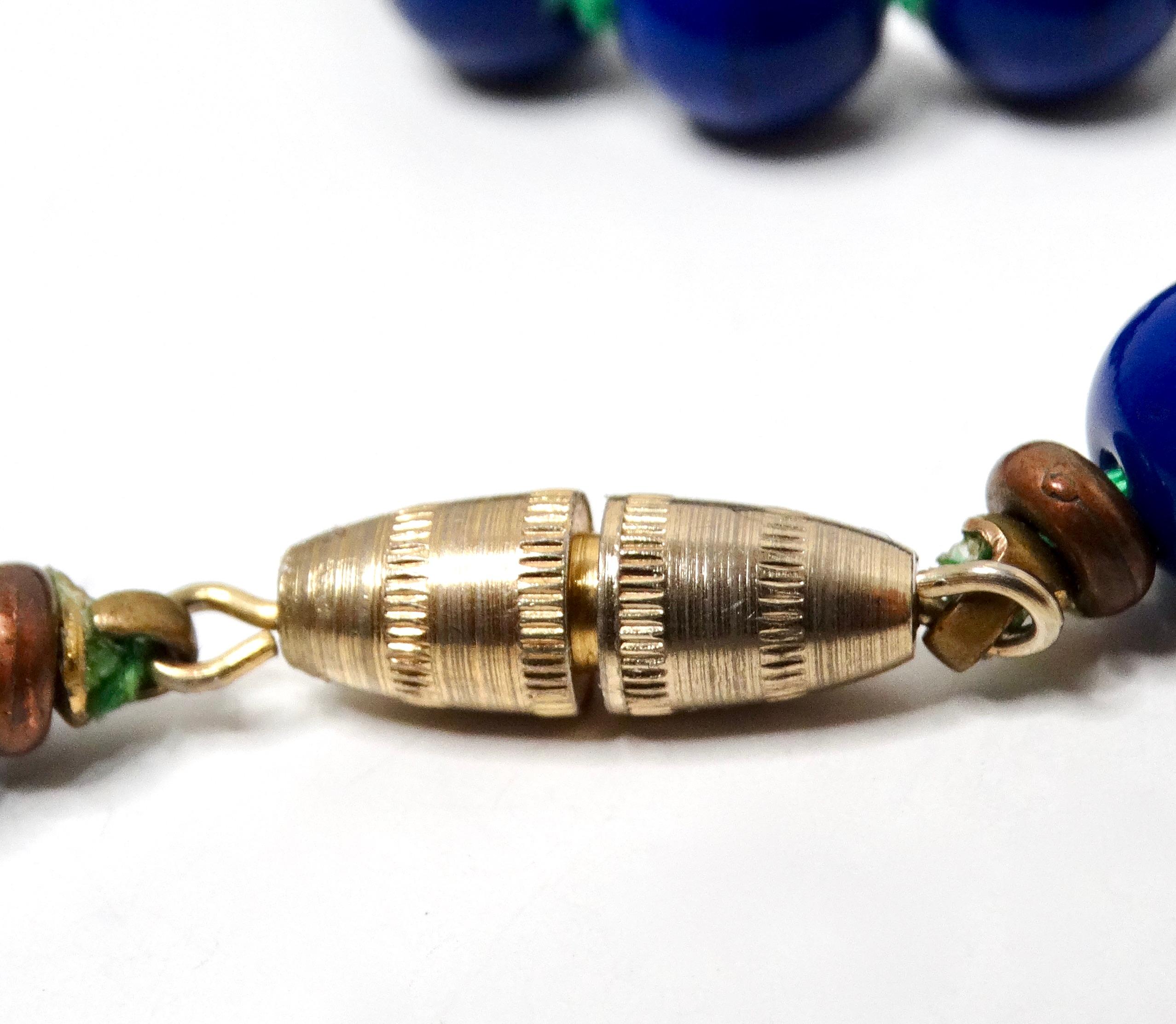 Blue Lapis & Jade Style Beaded Buddha Necklace For Sale 2