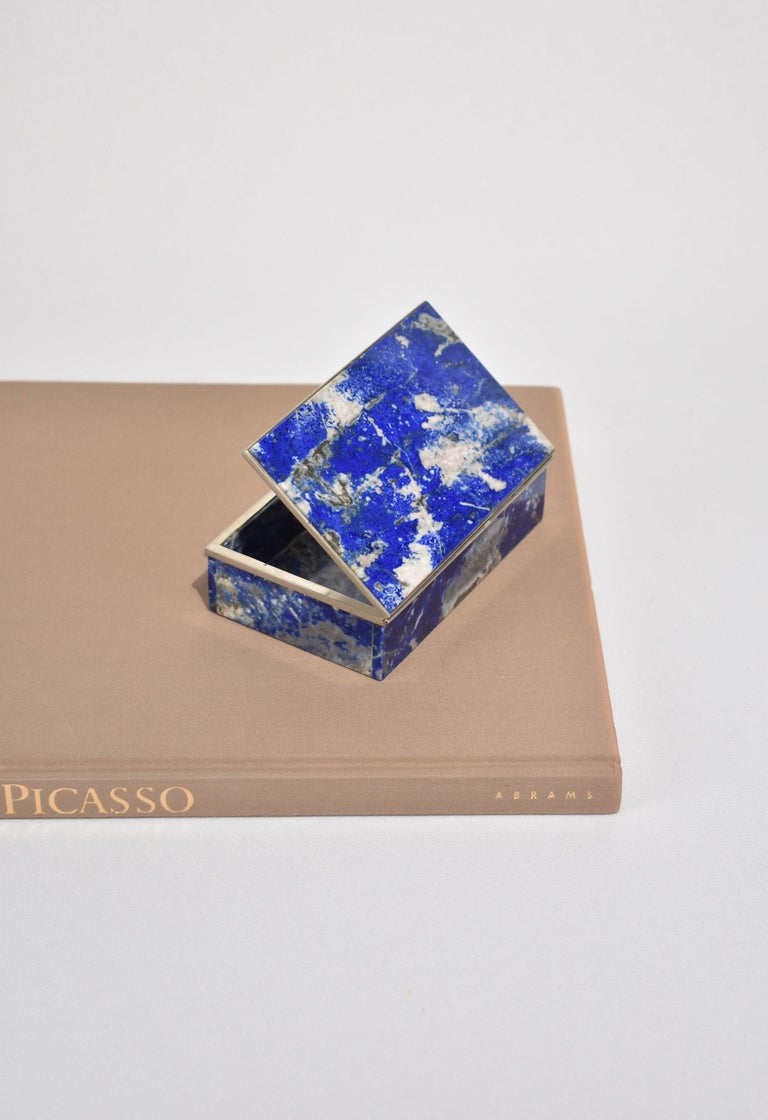 Blue Lapis Jewelry Box with Sterling Silver Details at 1stDibs