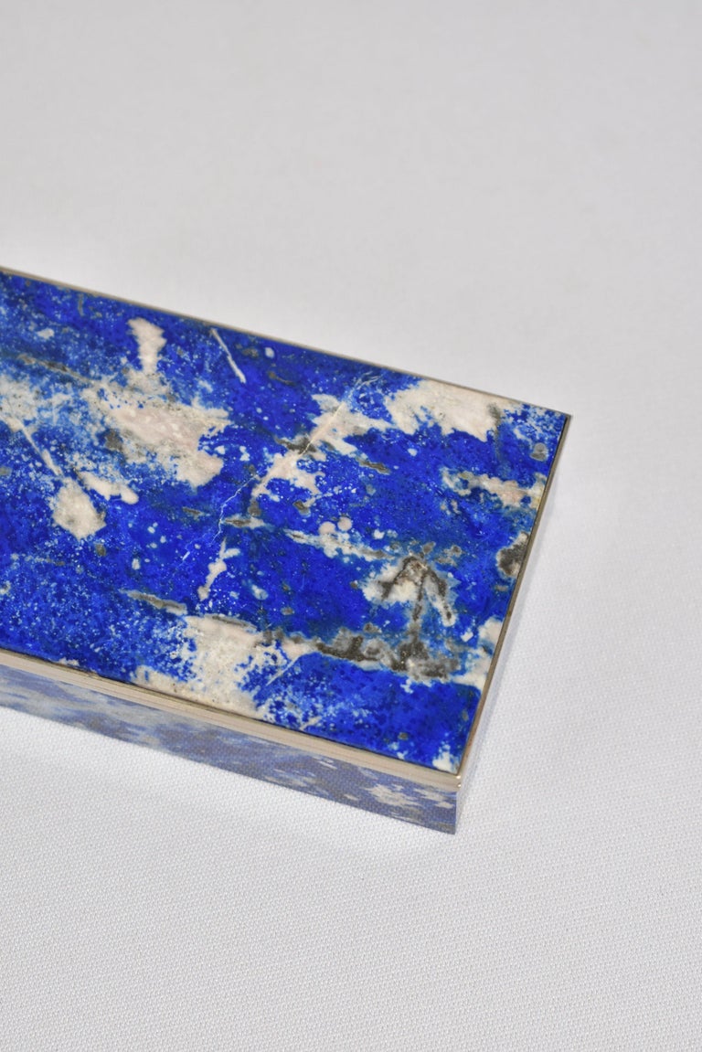 Blue Lapis Jewelry Box with Sterling Silver Details at 1stDibs
