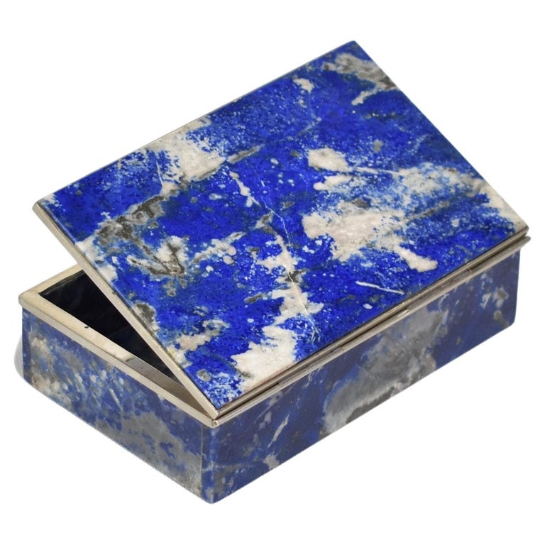 Blue Lapis Jewelry Box with Sterling Silver Details at 1stDibs