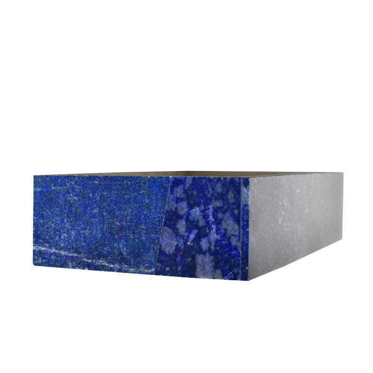 Modern Blue Lapis Lazuli and Marble Stone Rectangular Jewelry or Trinket Box