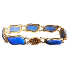 Blue Lapis Lazuli Bracelet Aurora Double Chained with 14K Solid Yellow Gold