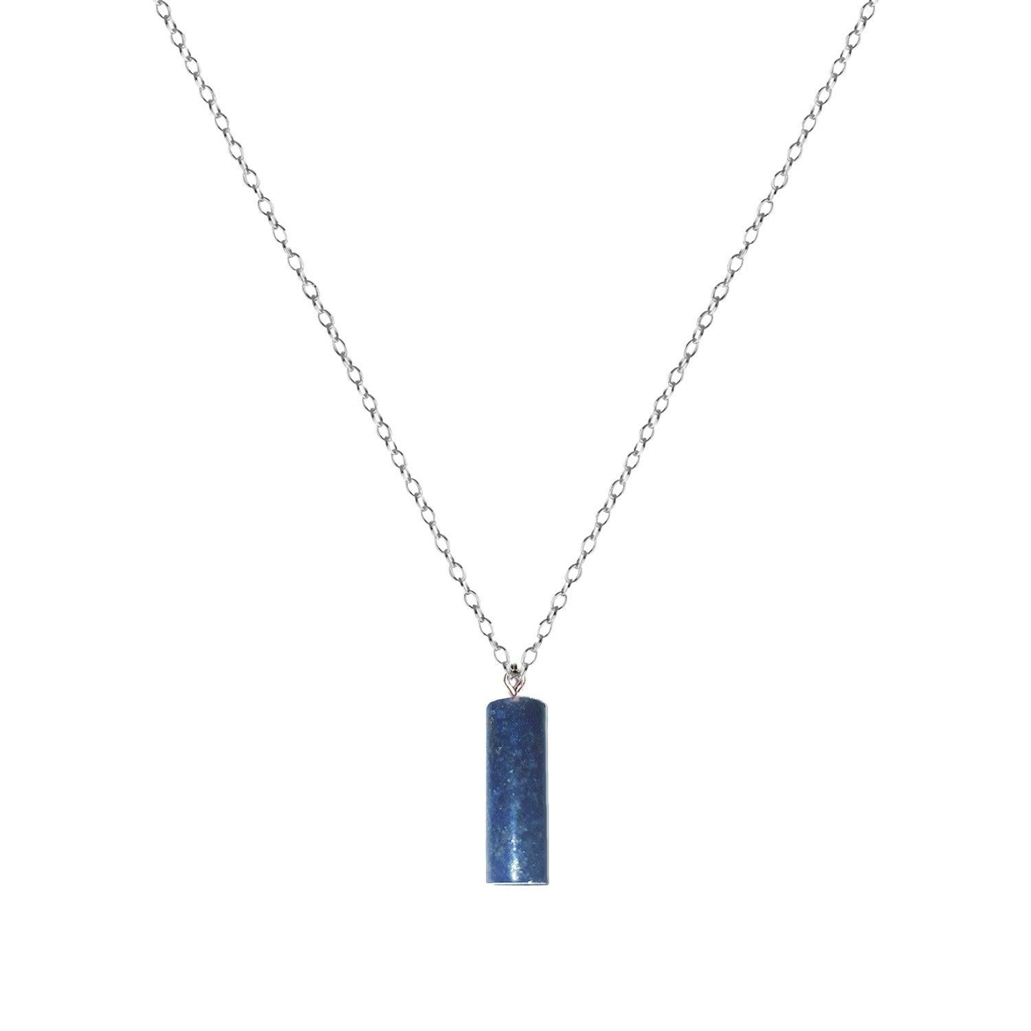 Bead Blue Lapis Lazuli Pendant Necklace, Sterling Silver Necklace by nlanlaVictory For Sale