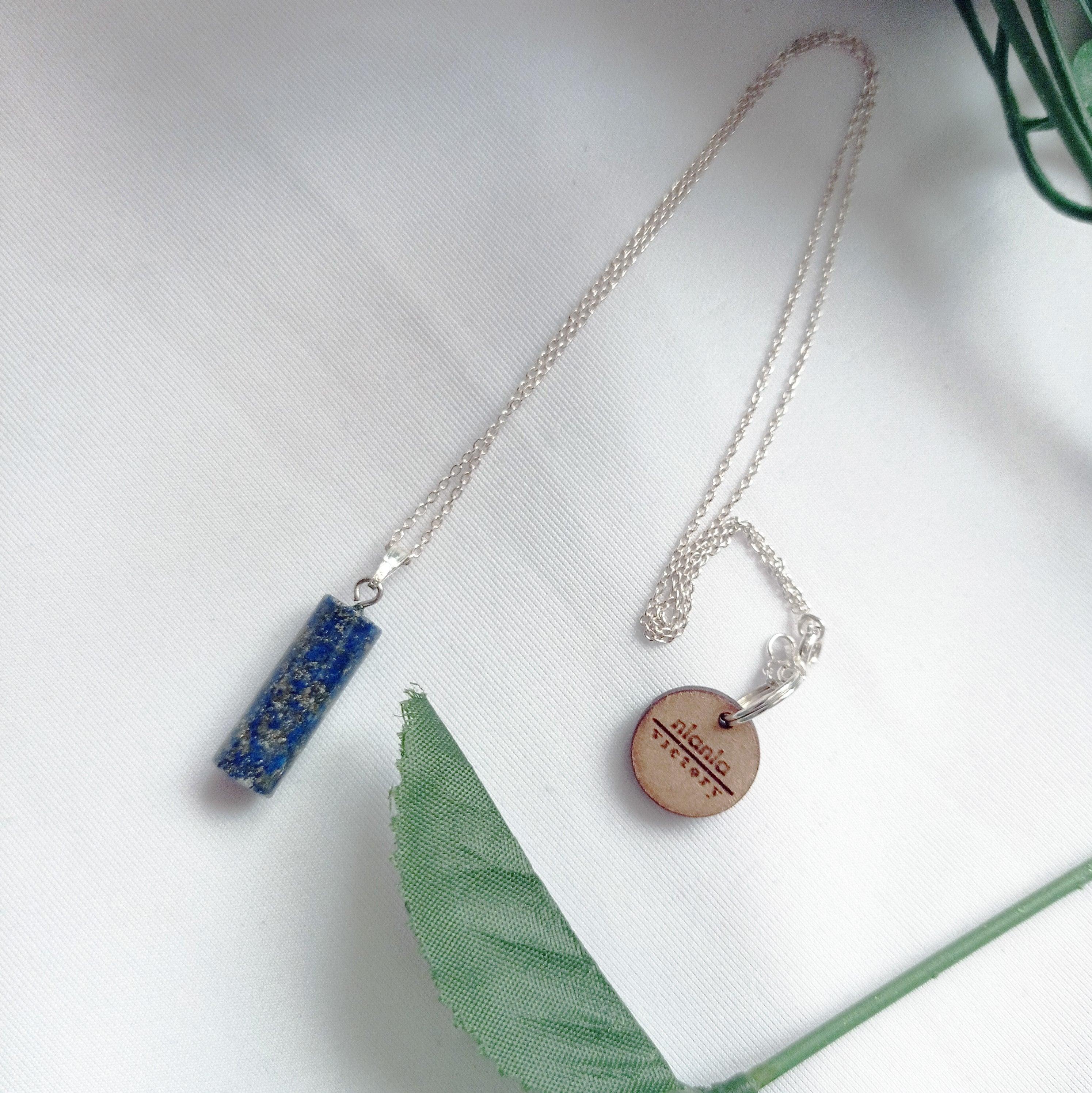Blue Lapis Lazuli Pendant Necklace, Sterling Silver Necklace by nlanlaVictory In New Condition For Sale In London, GB