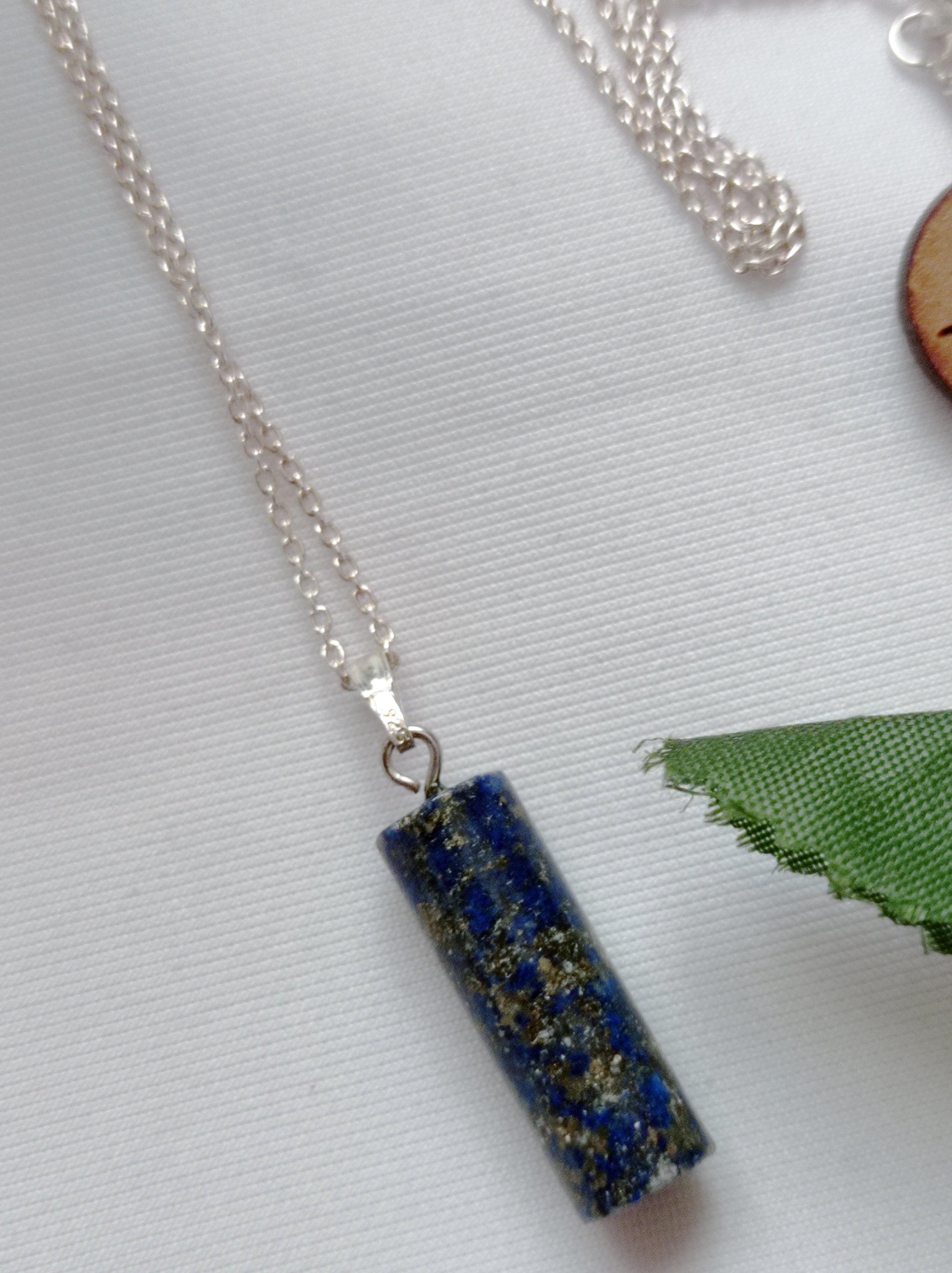 Blue Lapis Lazuli Pendant Necklace, Sterling Silver Necklace by nlanlaVictory For Sale 1