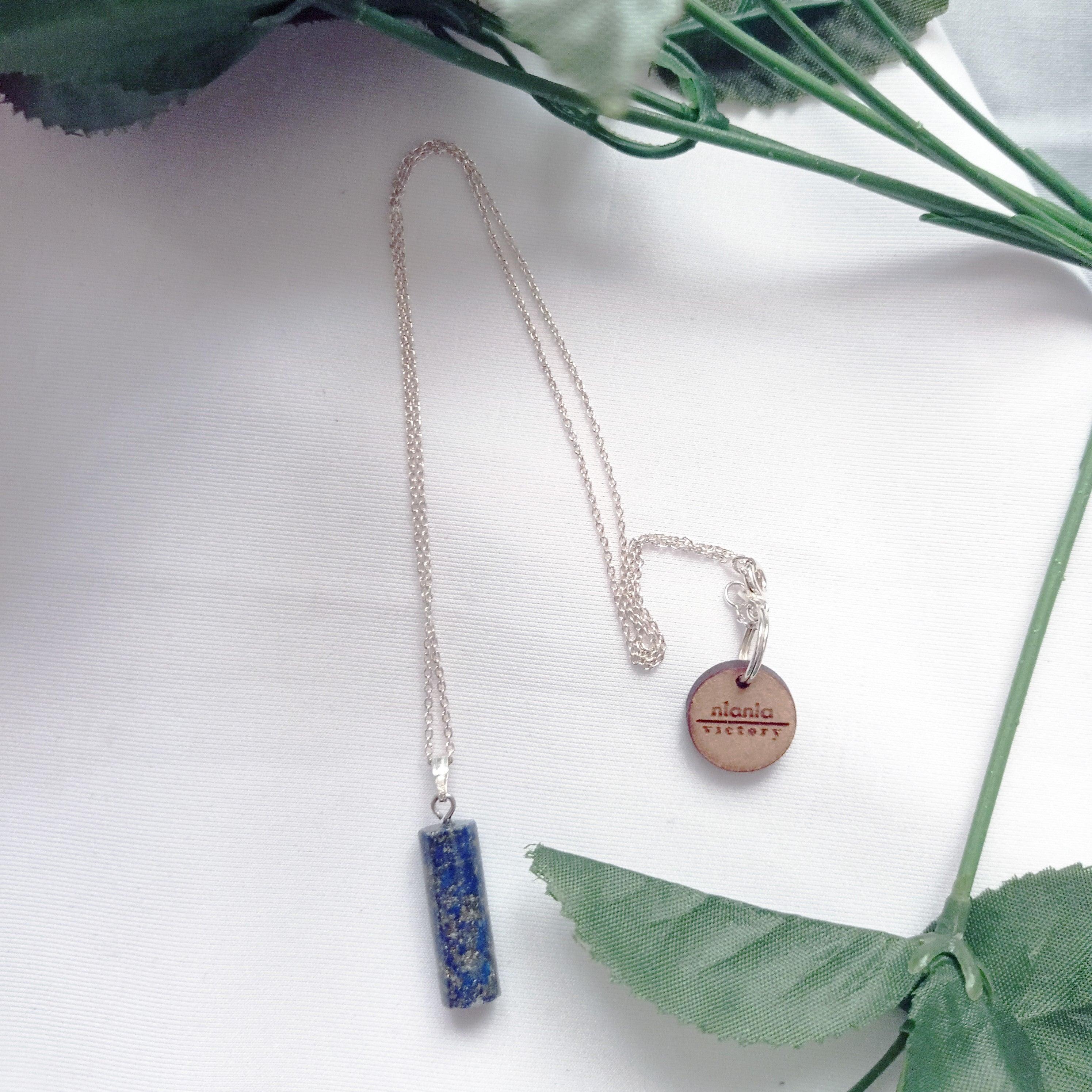 Blue Lapis Lazuli Pendant Necklace, Sterling Silver Necklace by nlanlaVictory For Sale 2