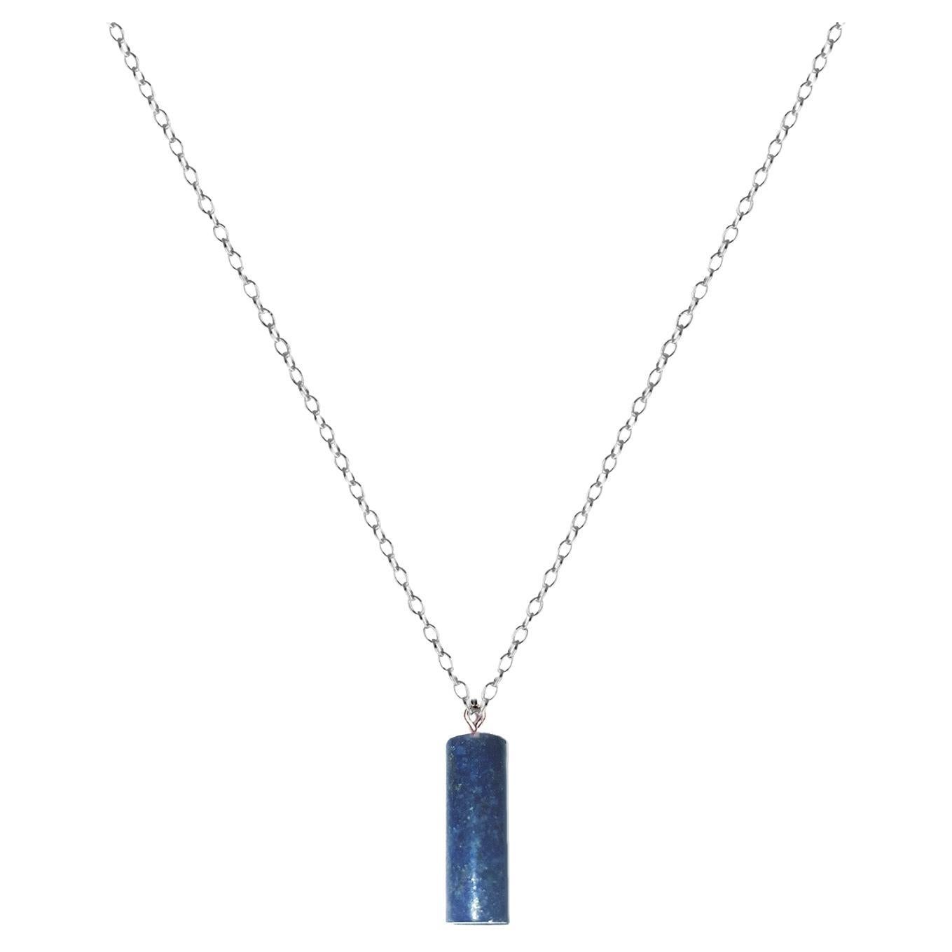 Blue Lapis Lazuli Pendant Necklace, Sterling Silver Necklace by nlanlaVictory