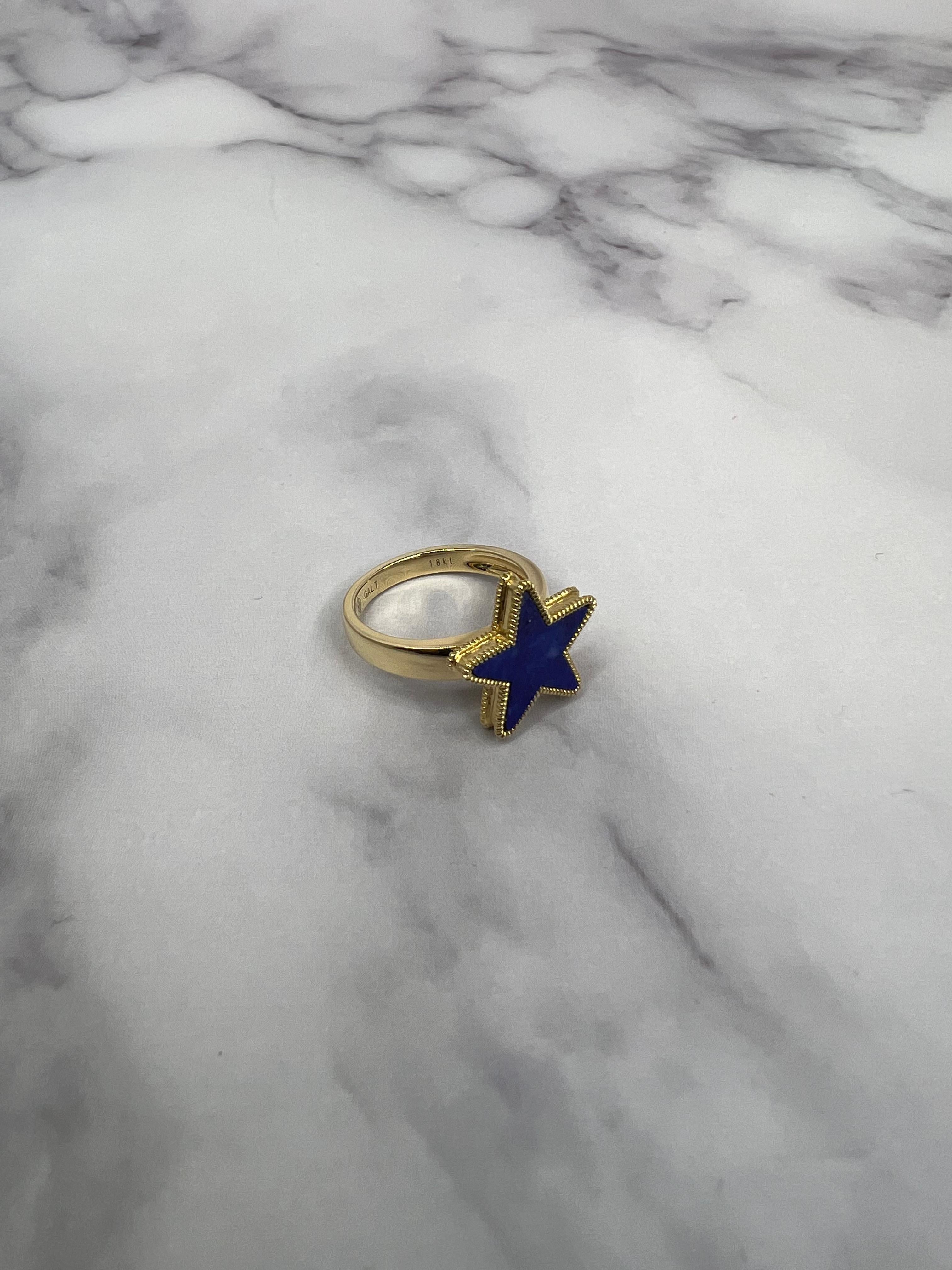 Blue Lapis Lazuli Star Galaxy Celestial Constellation Zodiac Yellow Gold Ring For Sale 11