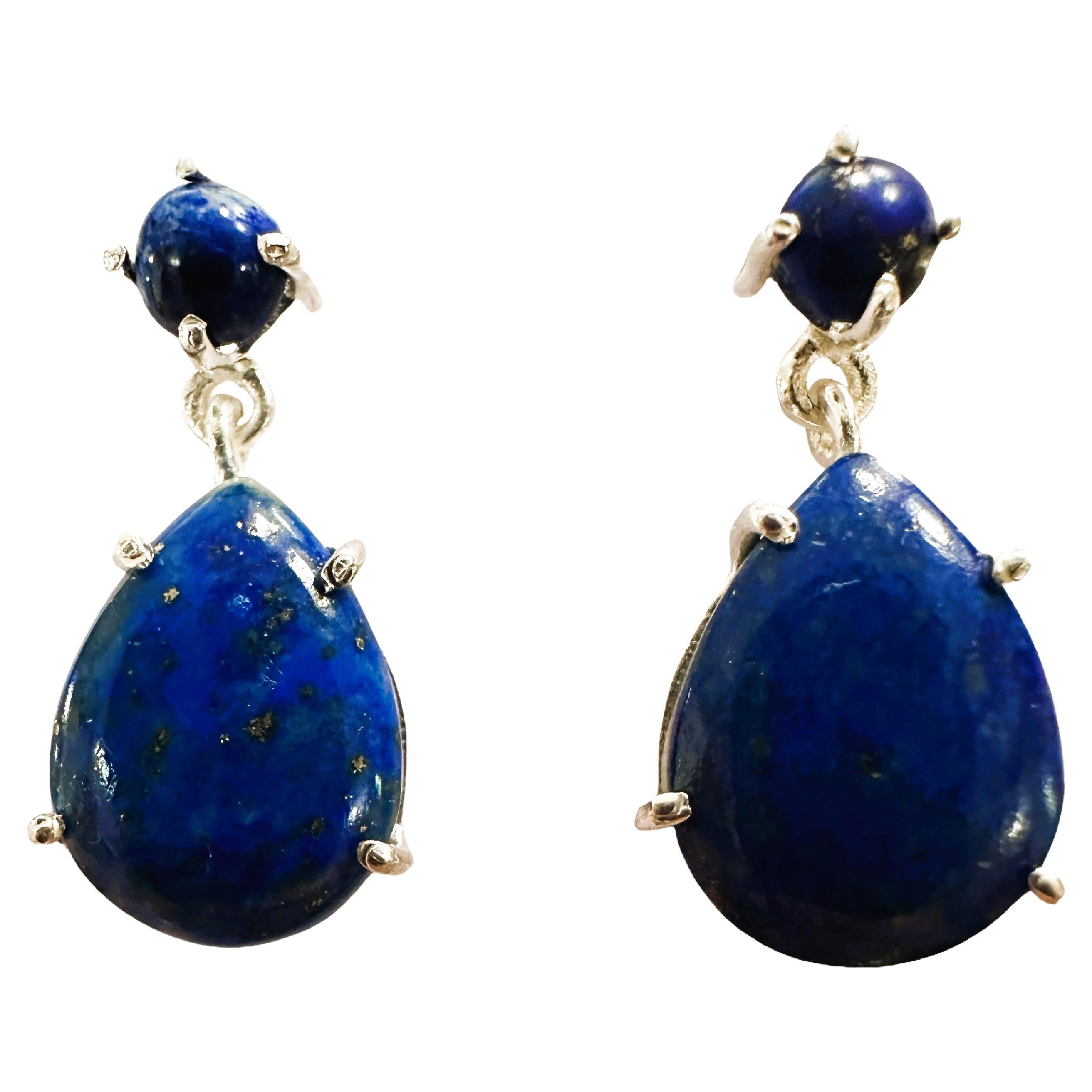 Blue Lapis Lazuli Sterling Silver Post Earrings