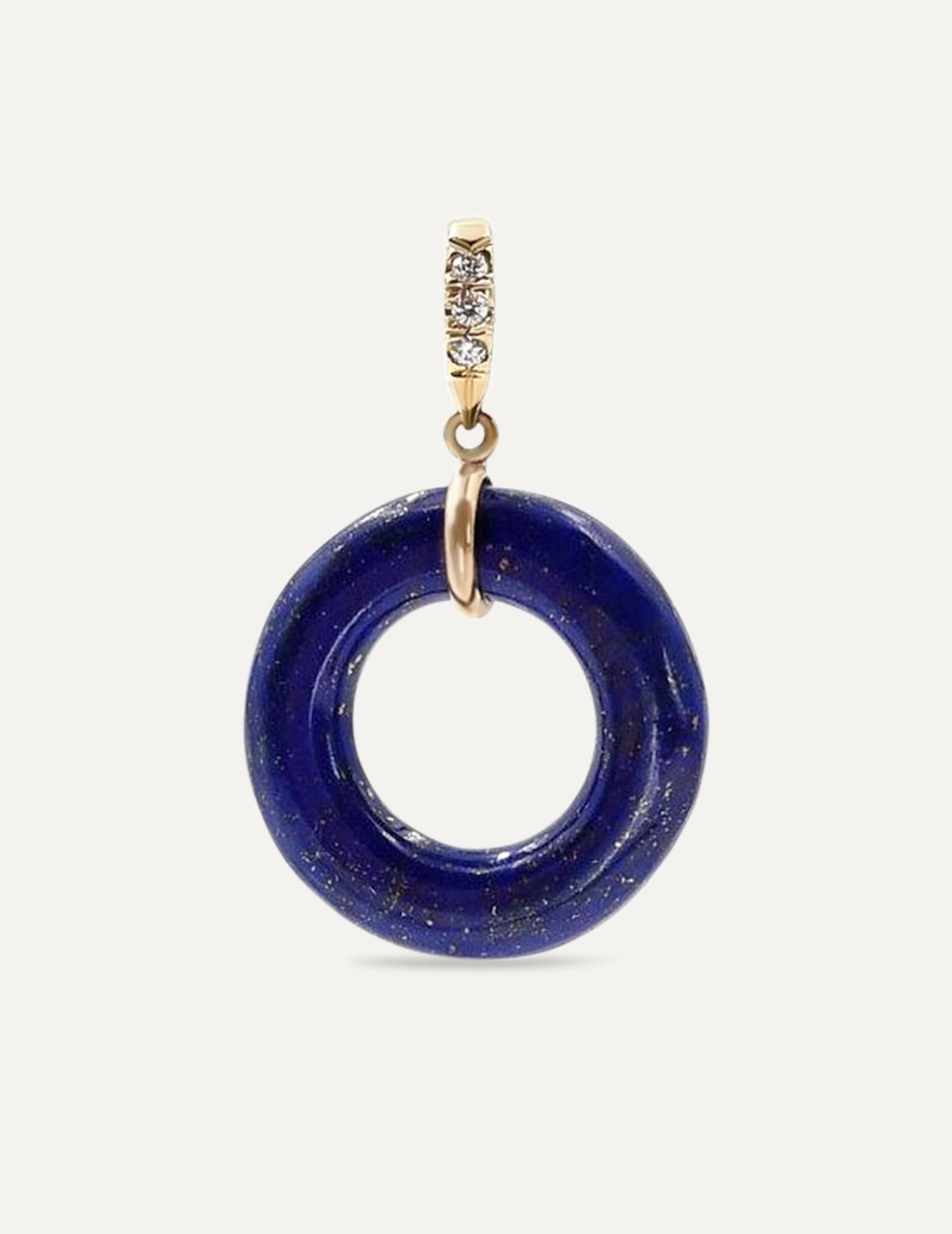 Blue Lapis Open Space Round Pendant *CHAIN NOT INCLUDED For Sale 1