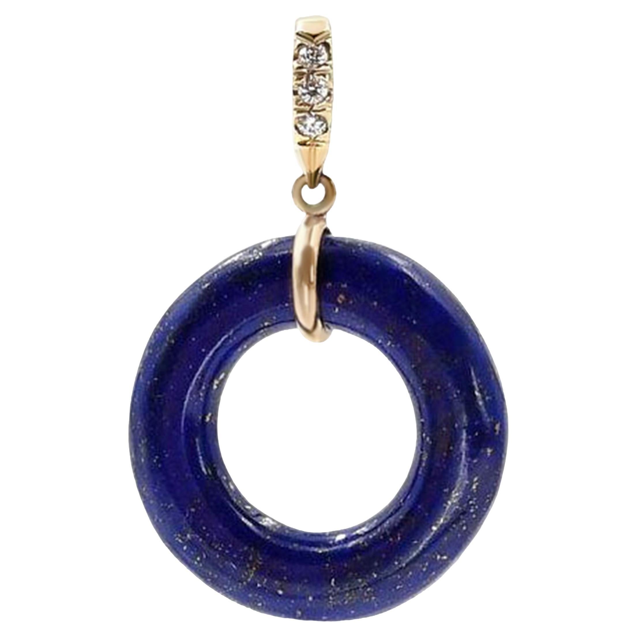 Blue Lapis Open Space Round Pendant *CHAIN NOT INCLUDED For Sale