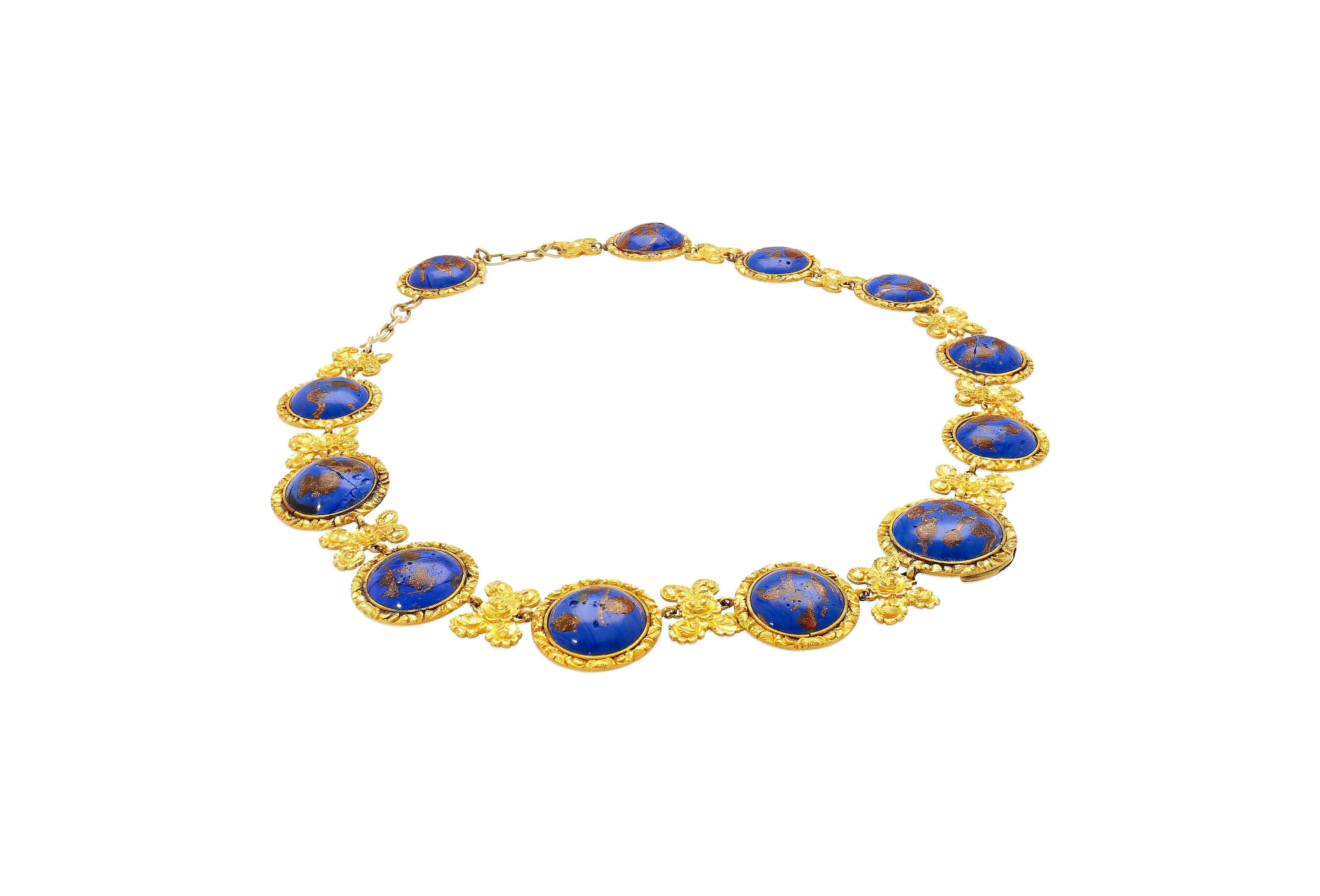 Women's Blue Lapis Reviere Necklace in 14k & 18K Gold For Sale