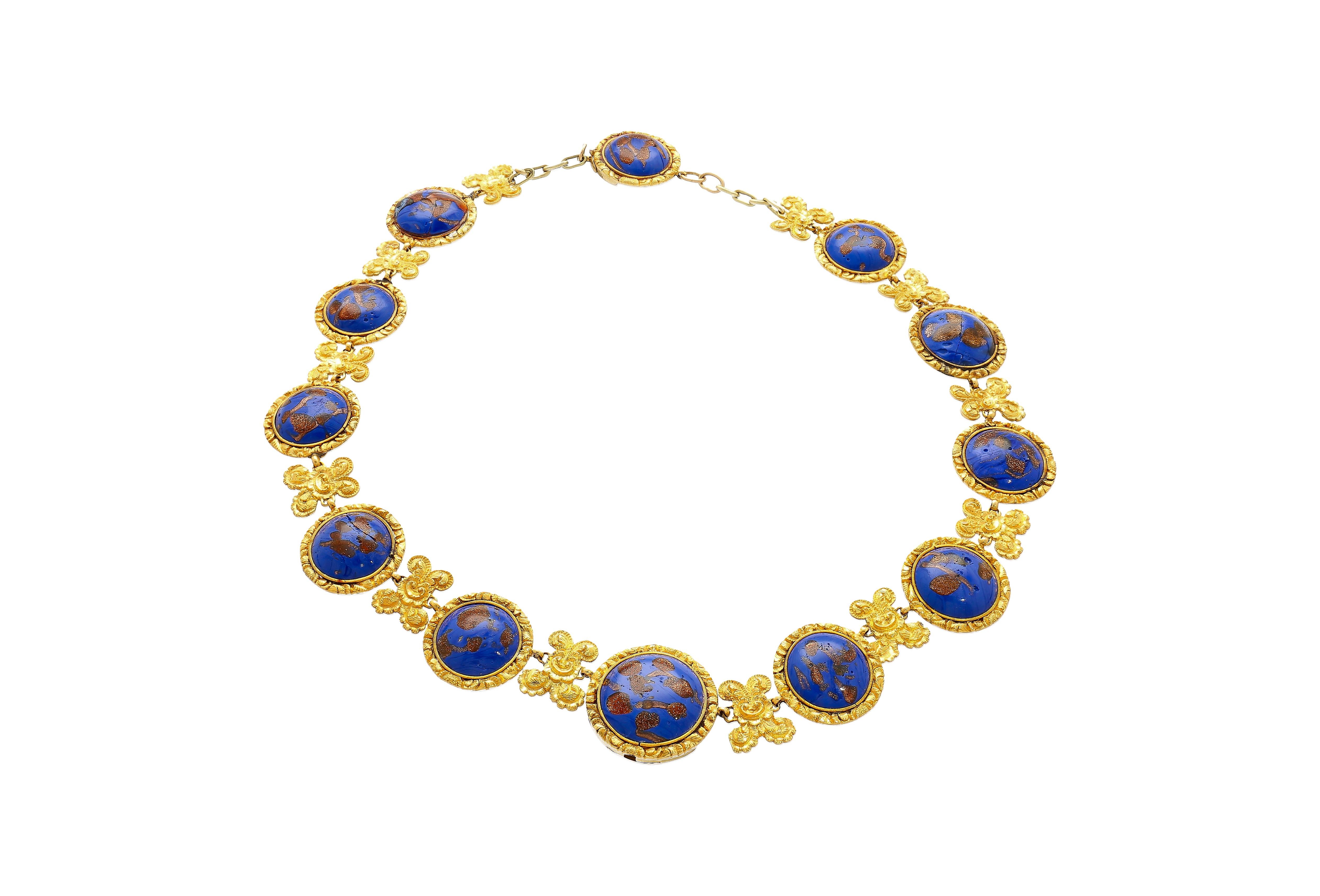 Blue Lapis Reviere Necklace in 14k & 18K Gold For Sale 1