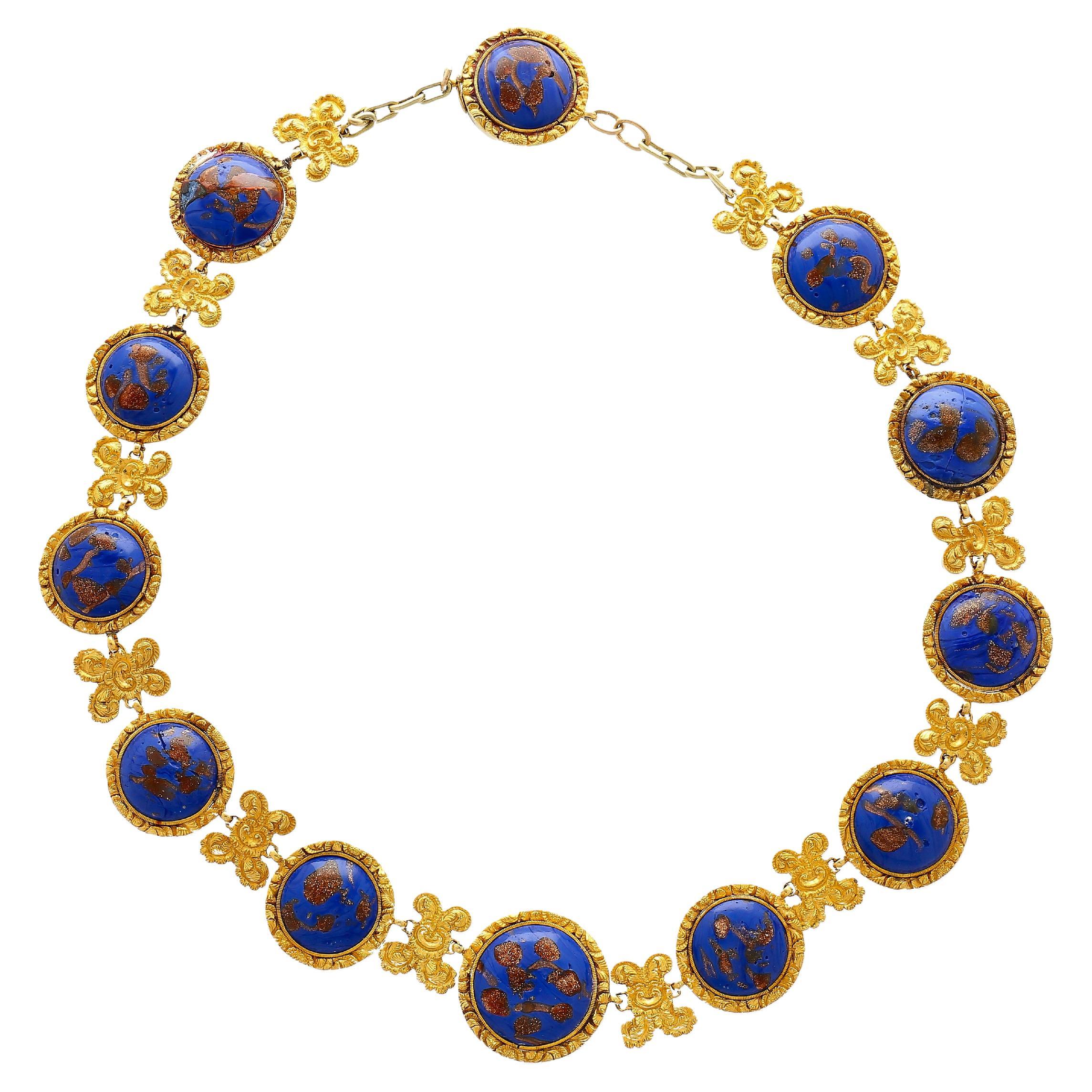 Collier néo-lapis bleu en or 14k et 18K