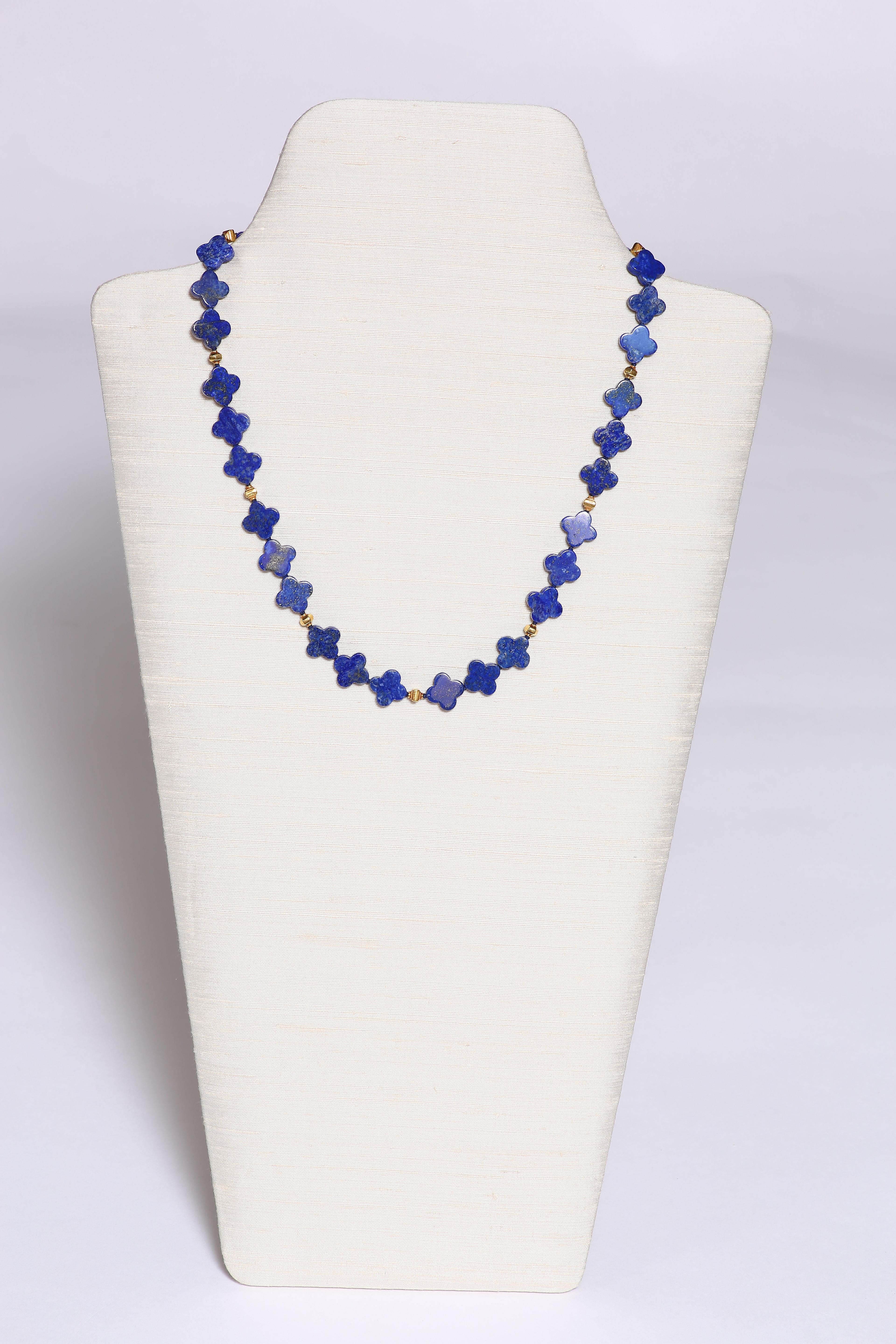 Contemporary Blue Lapiz Gold Necklace