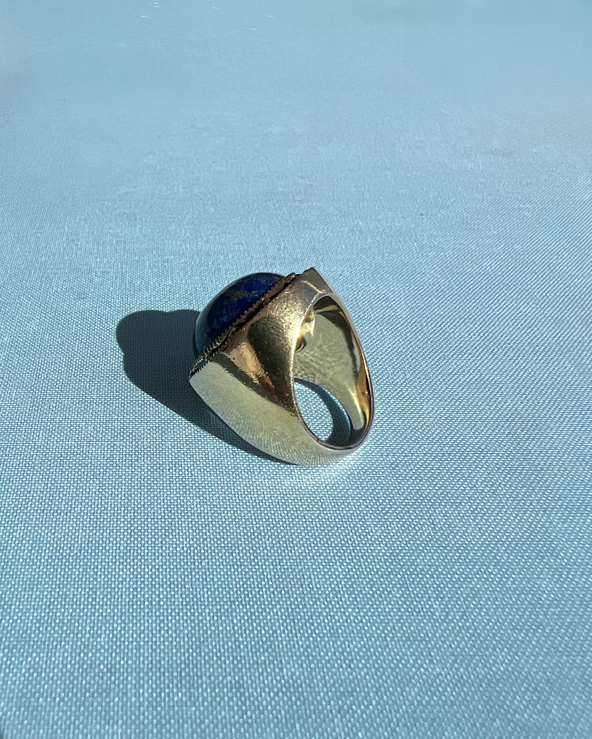 Blauer Lapiz Lazuli Cocktail Ring Schwarzes Emaille J DAUPHIN (Viktorianisch) im Angebot