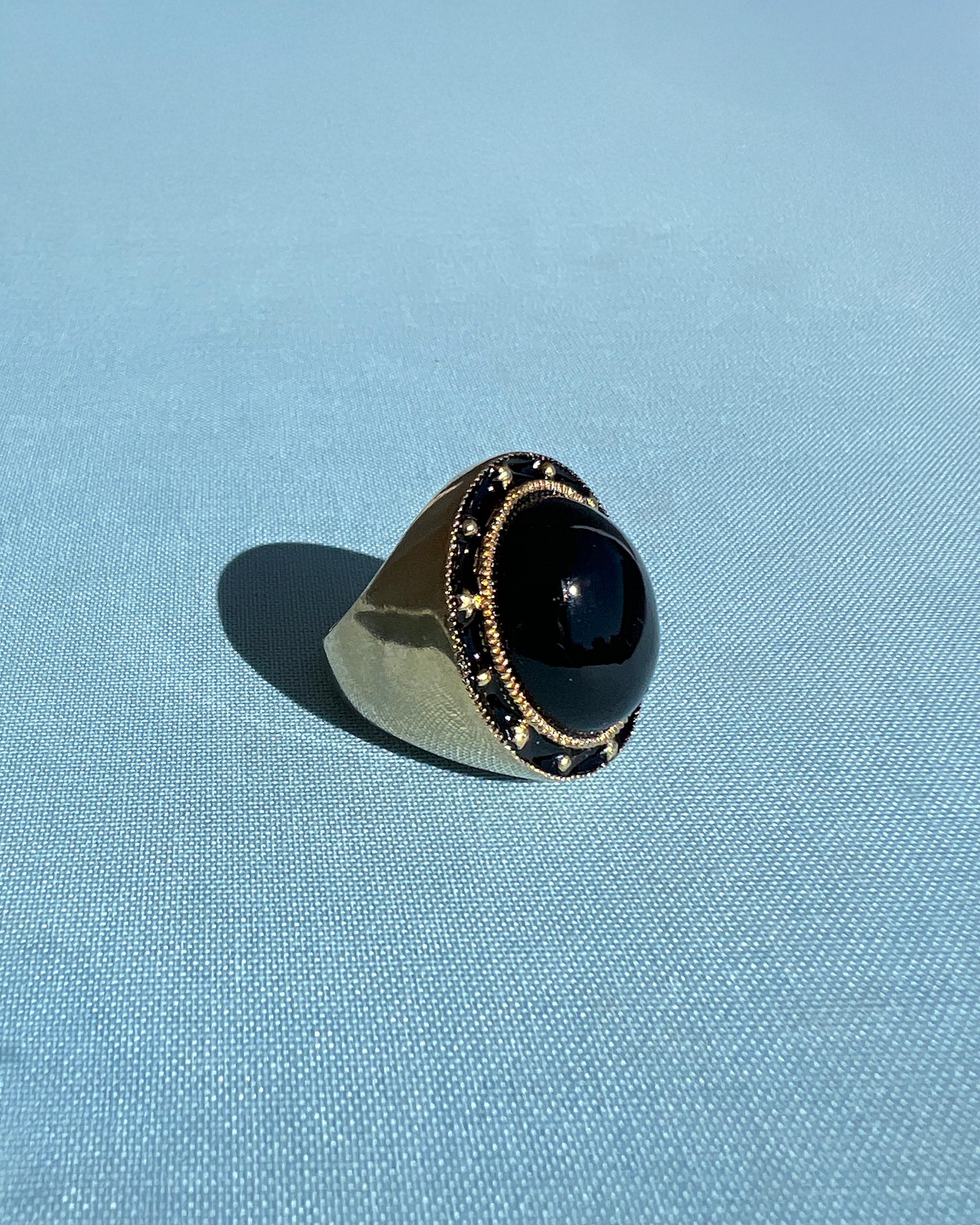 Blauer Lapiz Lazuli Cocktail Ring Schwarzes Emaille J DAUPHIN im Angebot 2