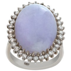 Blue Lavender Oval Chalcedonny 14k Yellow Gold Ring with Approximate 0.75 Carat