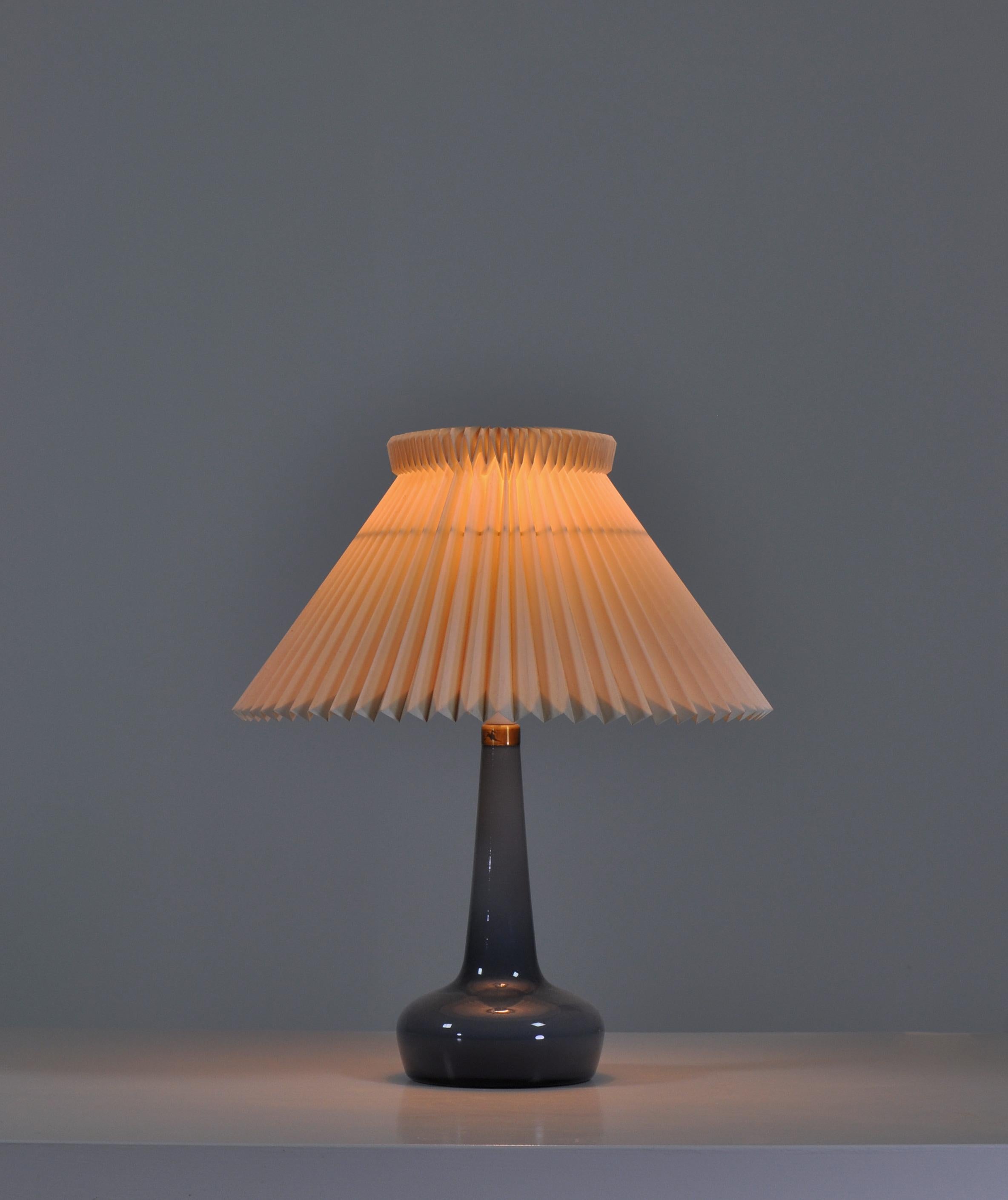 Scandinavian Modern Blue Le Klint & Holmegaard Blown Glass Table Lamp Denmark by Esben Klint, 1949