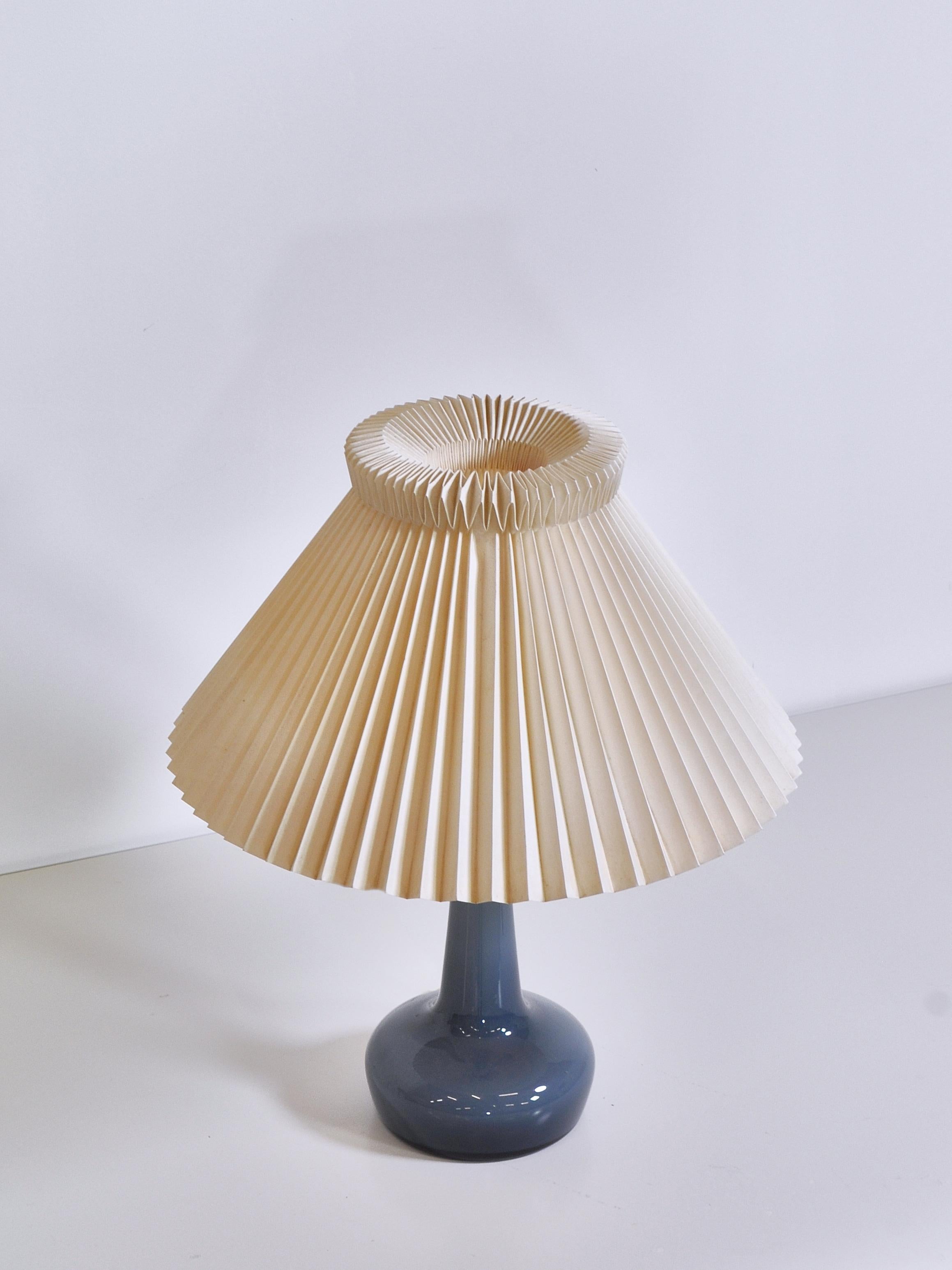 Danish Blue Le Klint & Holmegaard Blown Glass Table Lamp Denmark by Esben Klint, 1949