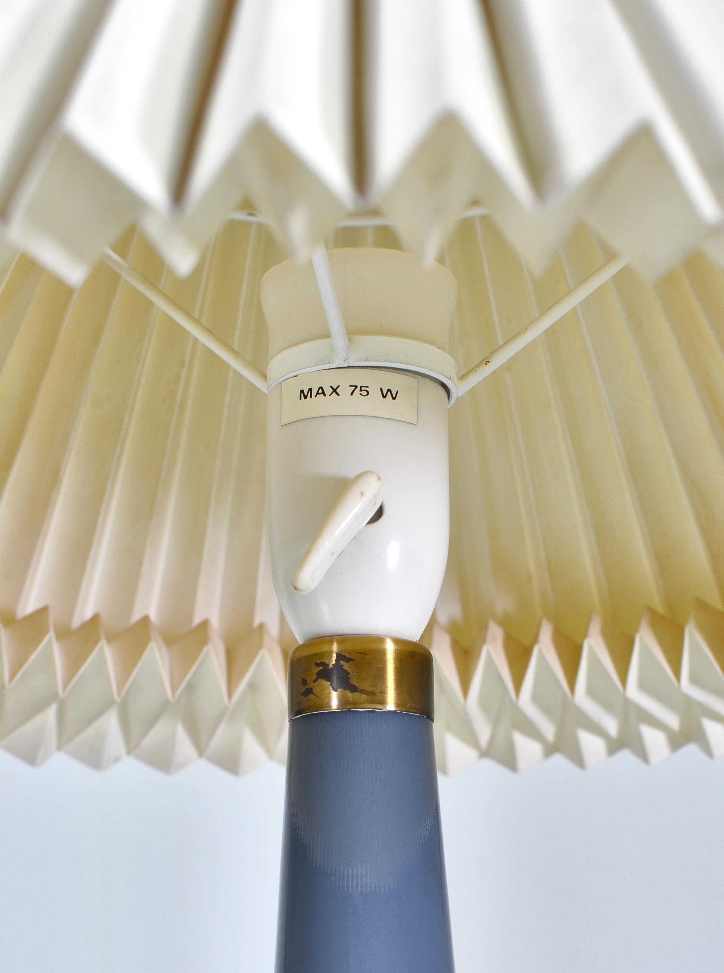 Blue Le Klint & Holmegaard Blown Glass Table Lamp Denmark by Esben Klint, 1949 In Good Condition In Odense, DK