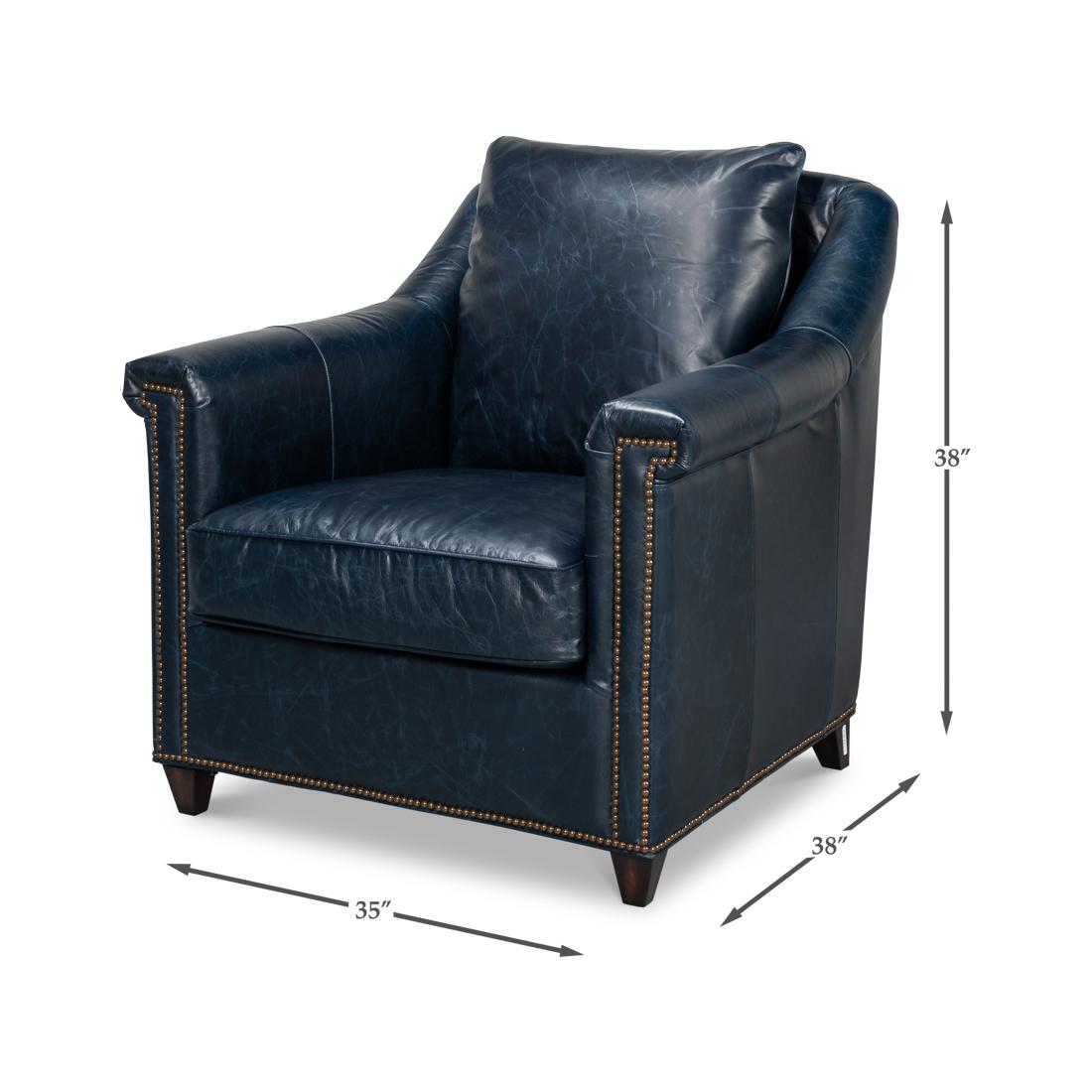 Chaise d'appoint en cuir bleu en vente 5